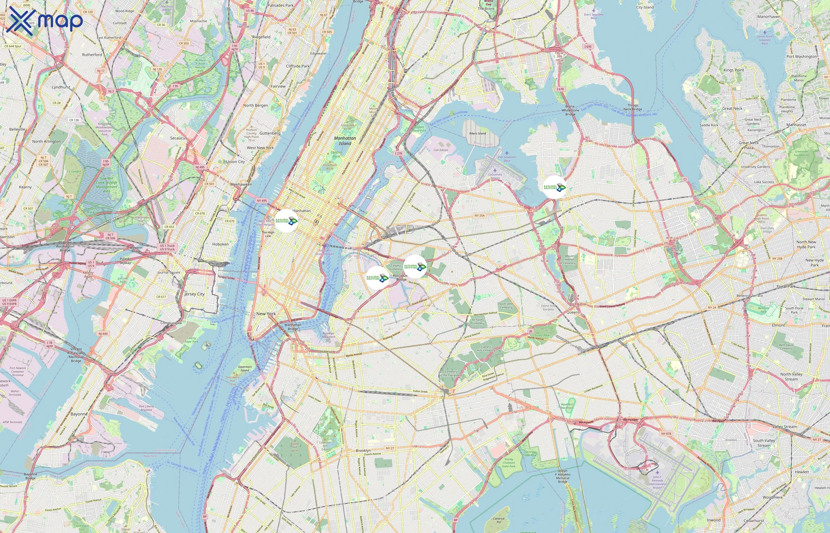 A2 Global Shipping area coverage