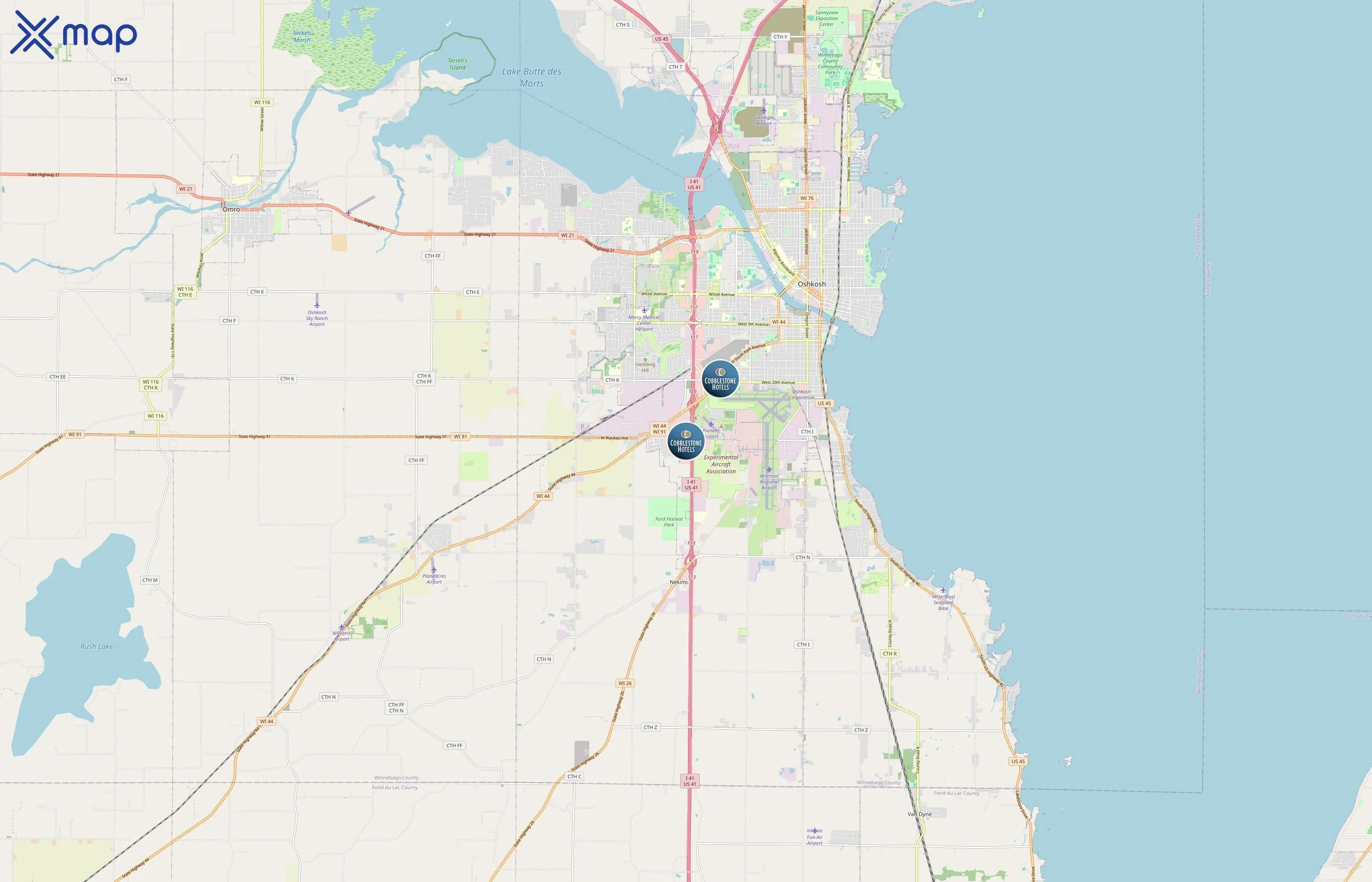 Cobblestone Hotels area coverage