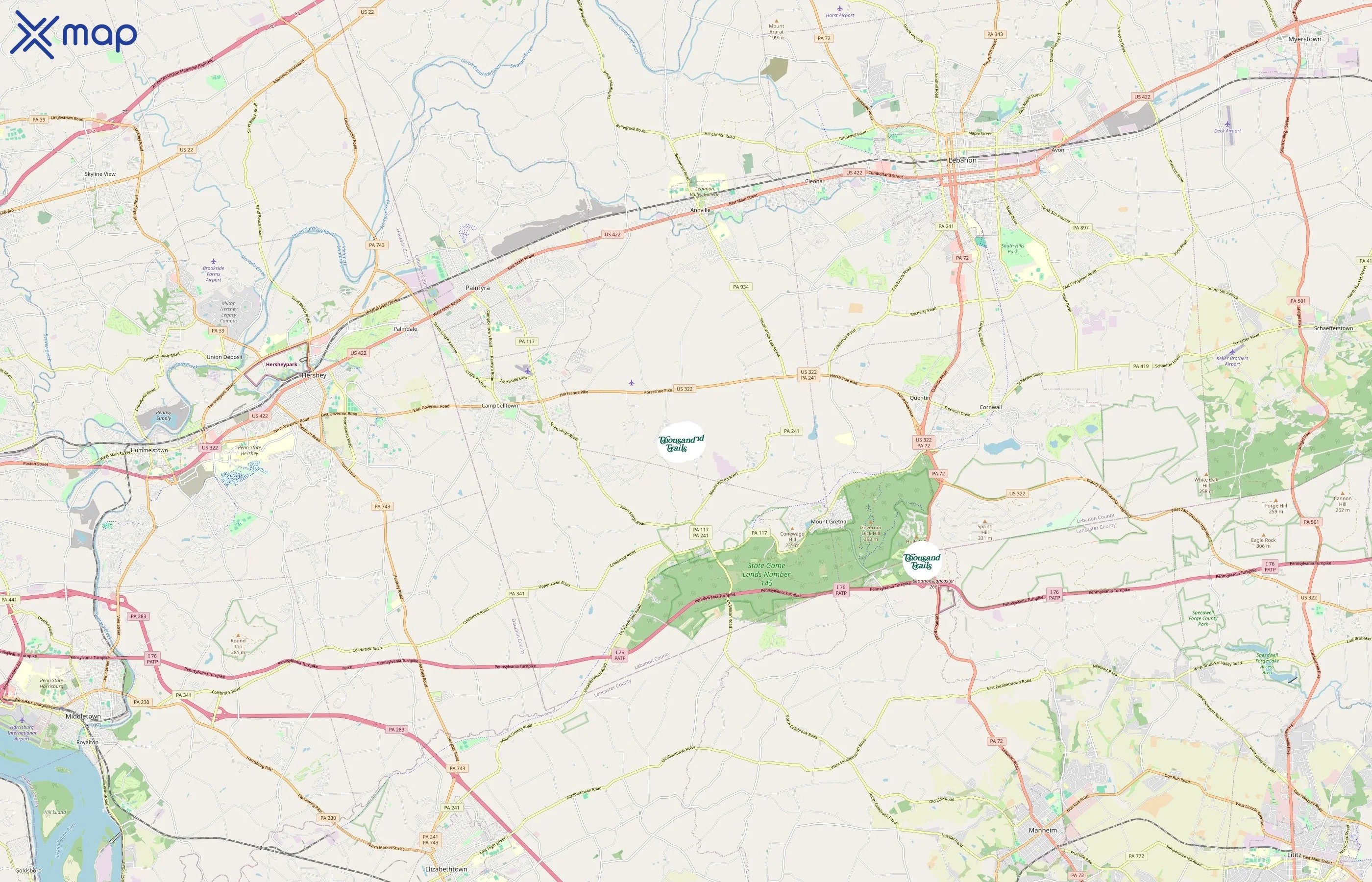 Thousand Trails area coverage