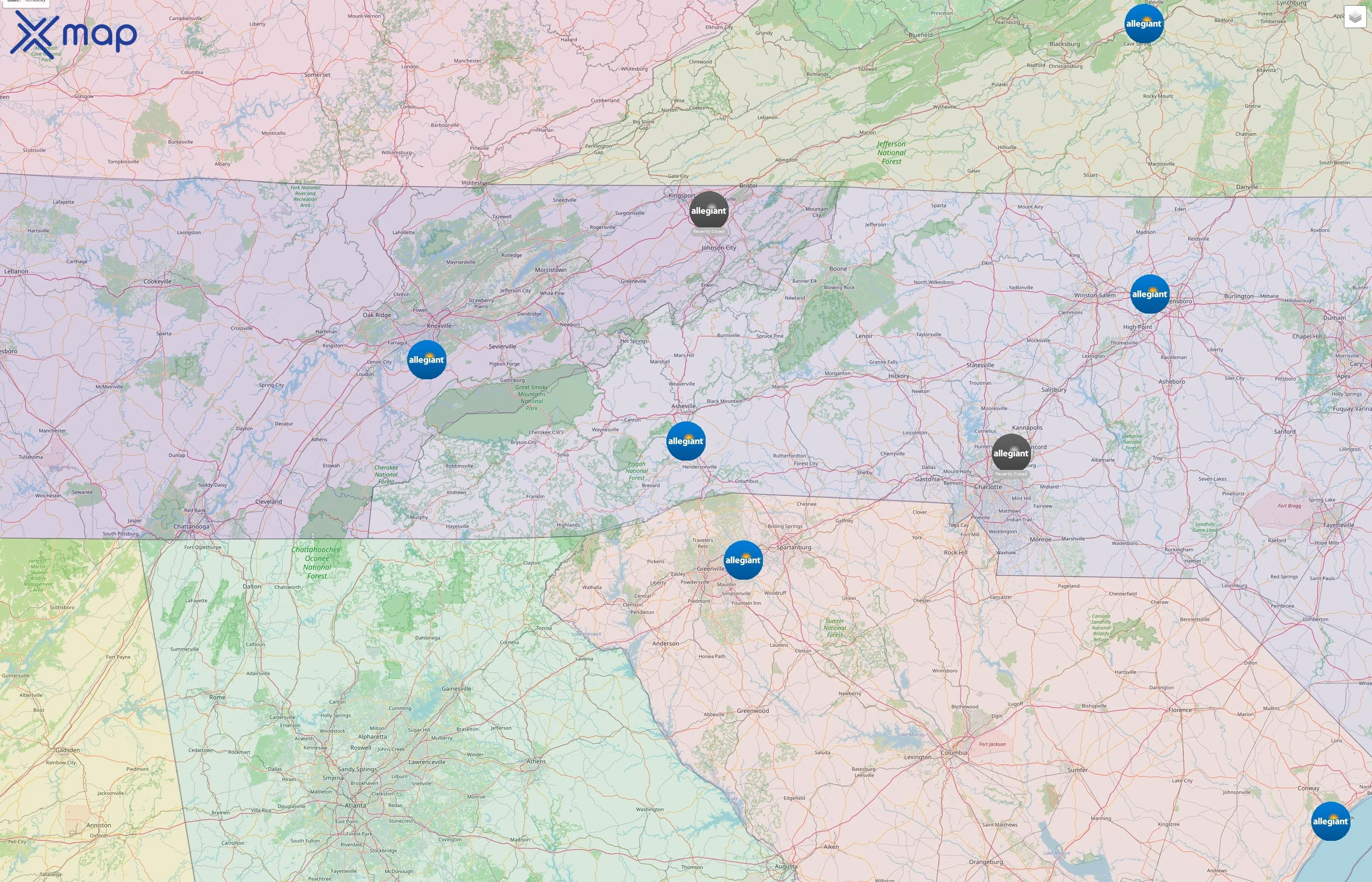 Allegiant Air street hotspots