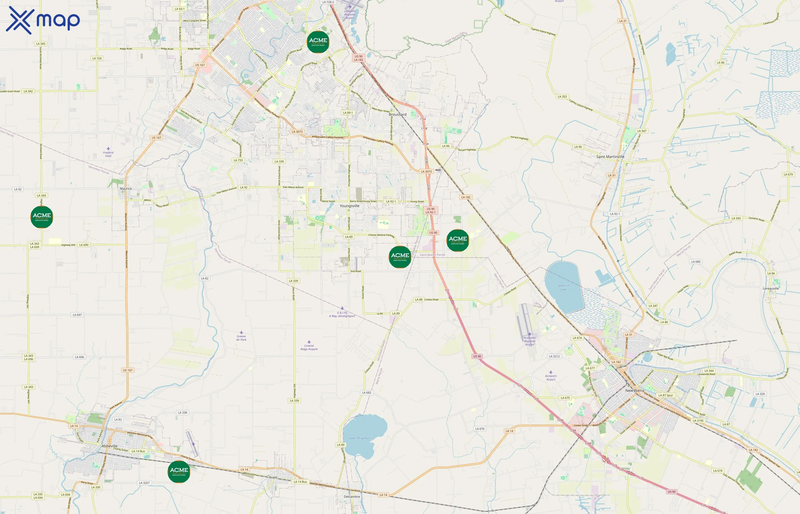 Acme Truck Line Inc area coverage