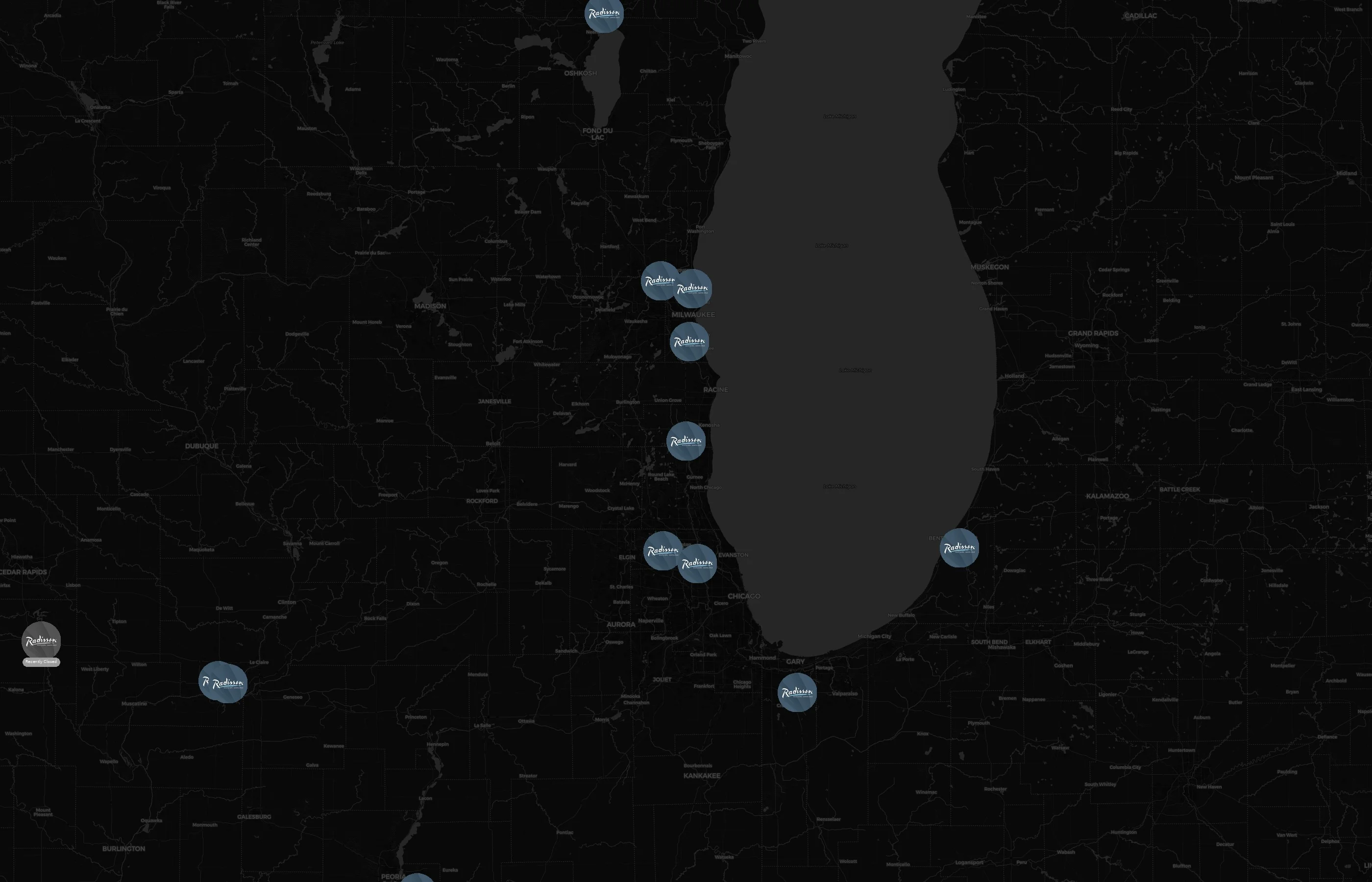 Radisson Hotels city distribution