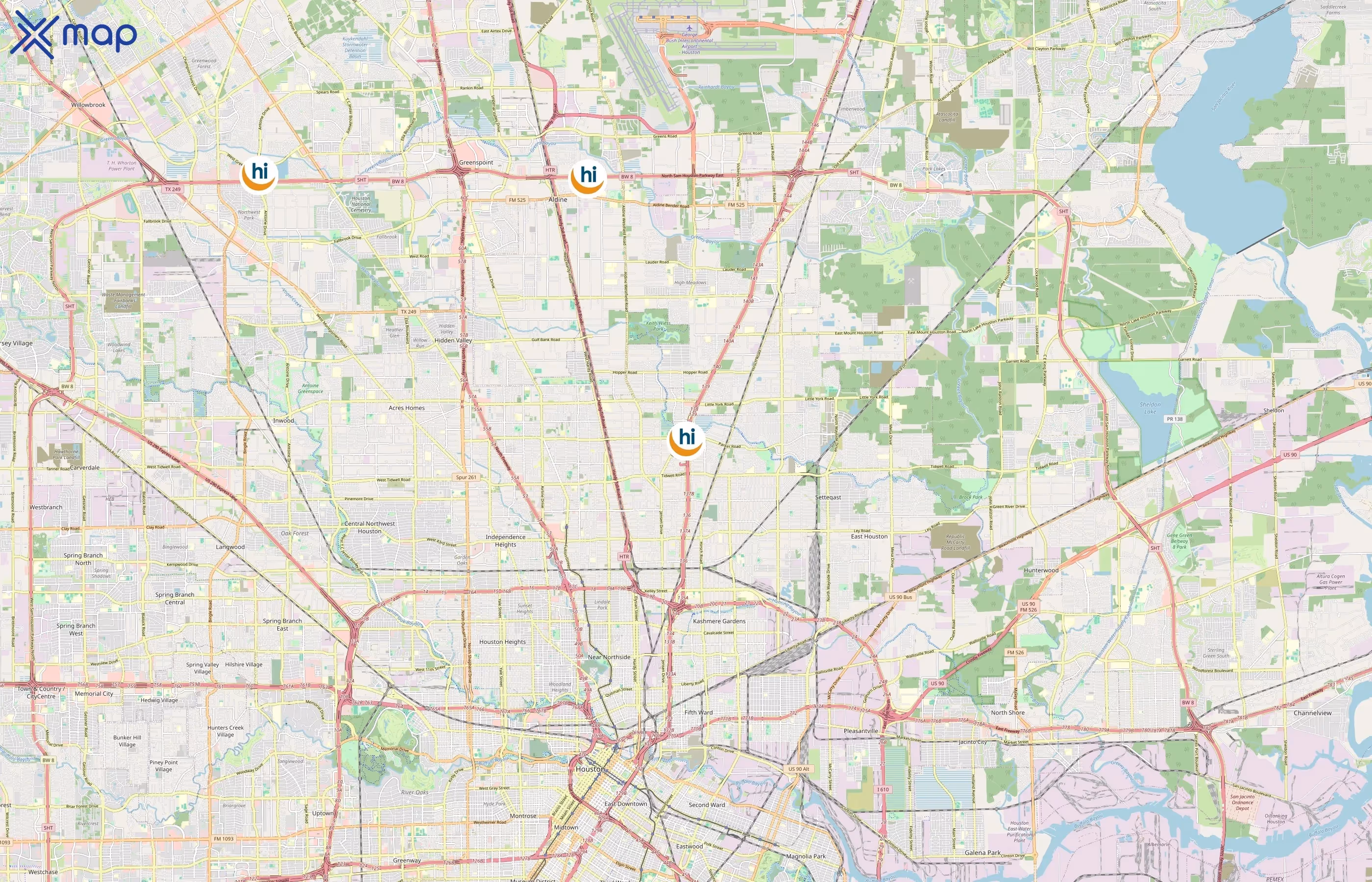 HI Hotels area coverage