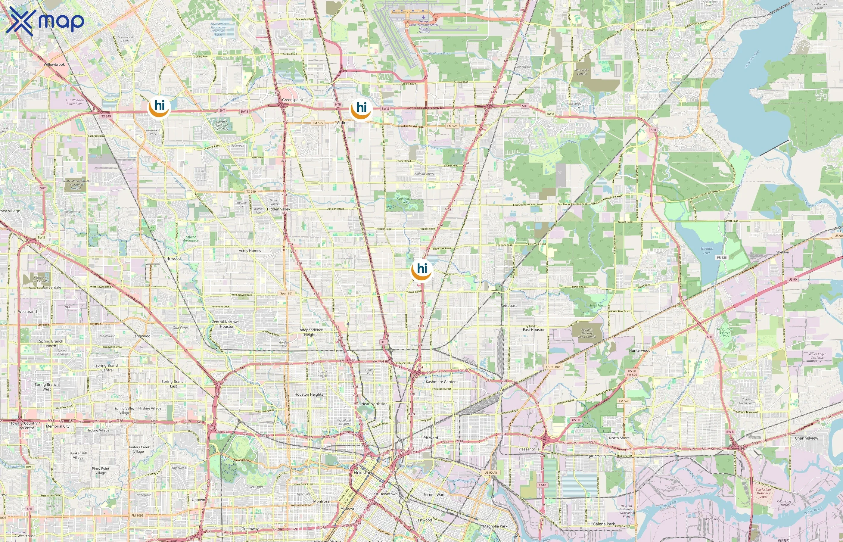 HI Hotels area coverage