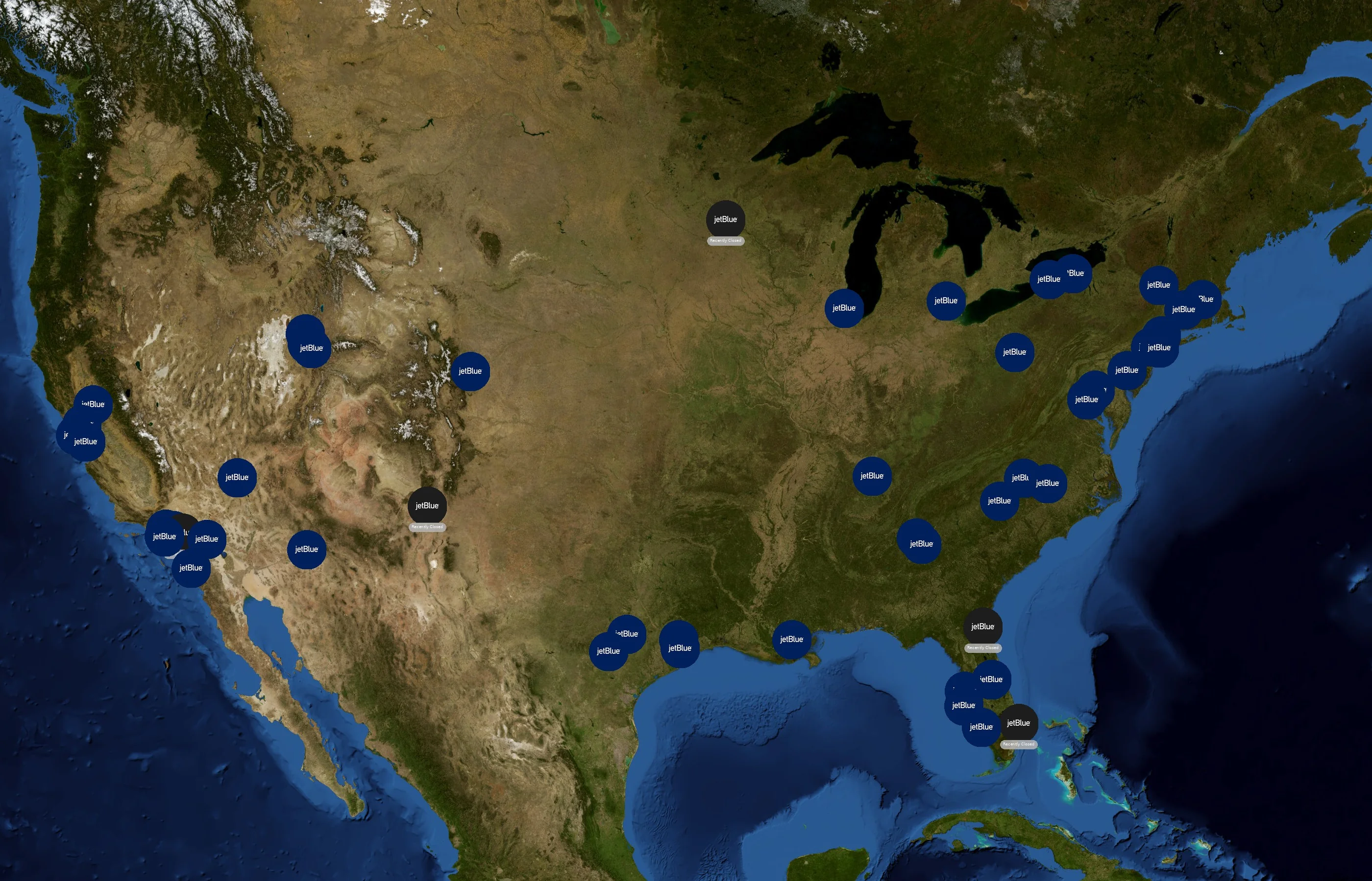 JetBlue Airways state distribution