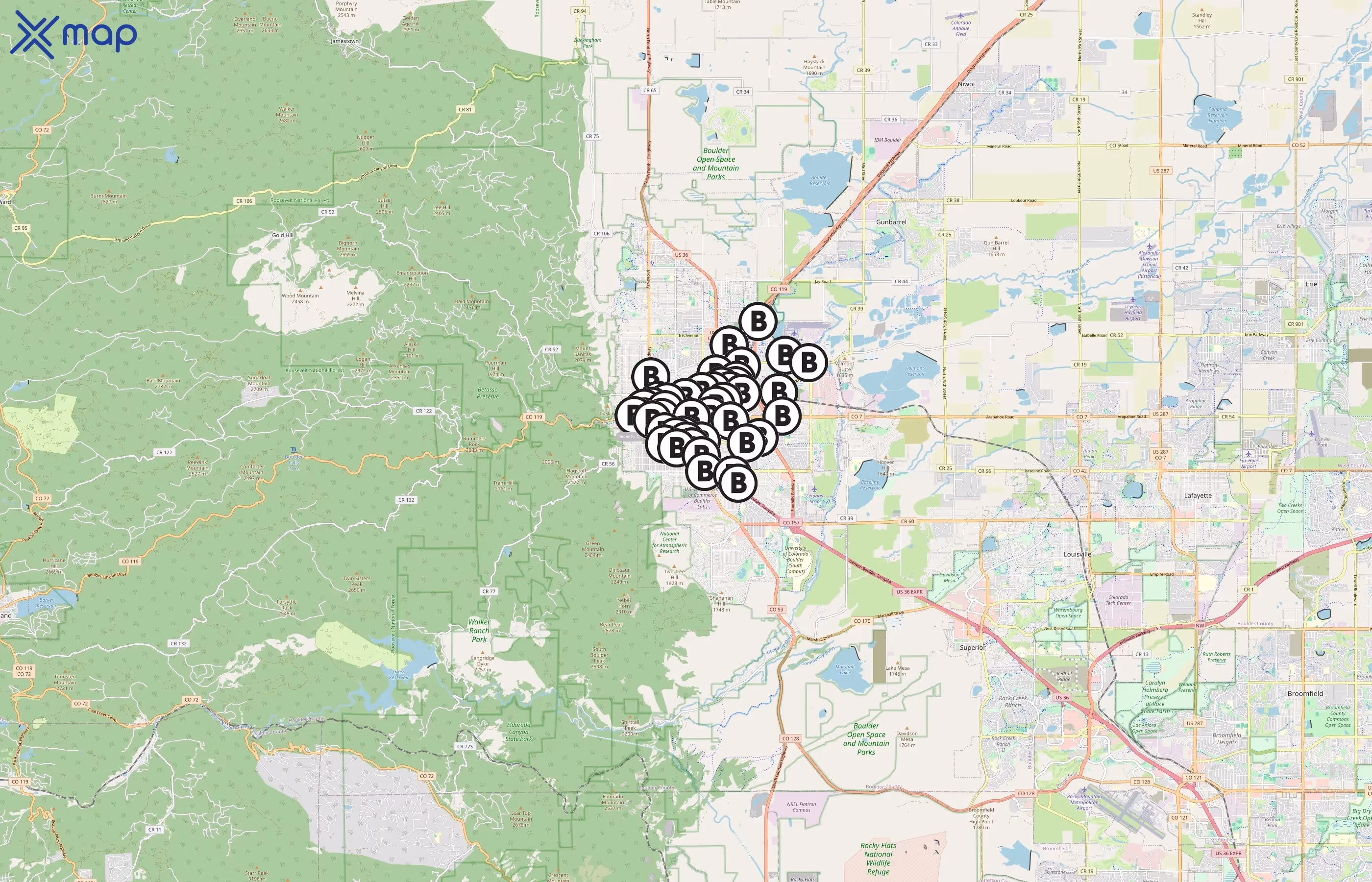 Boulder BCycle area coverage