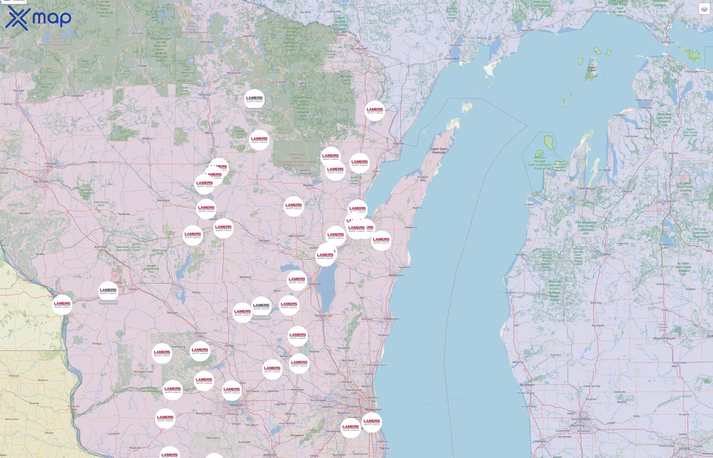 Lamers Bus Lines street hotspots