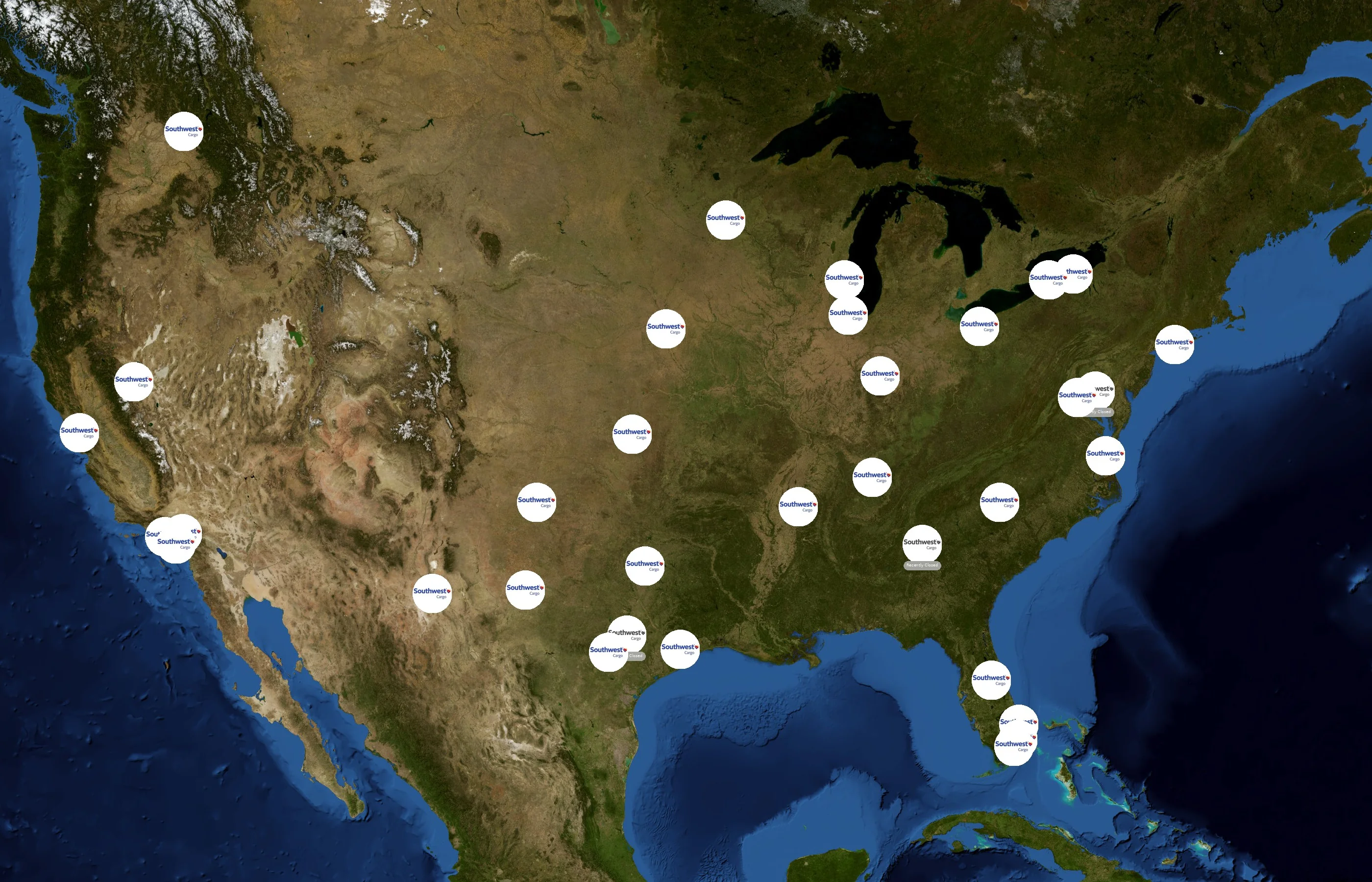 Southwest Airlines Cargo state distribution