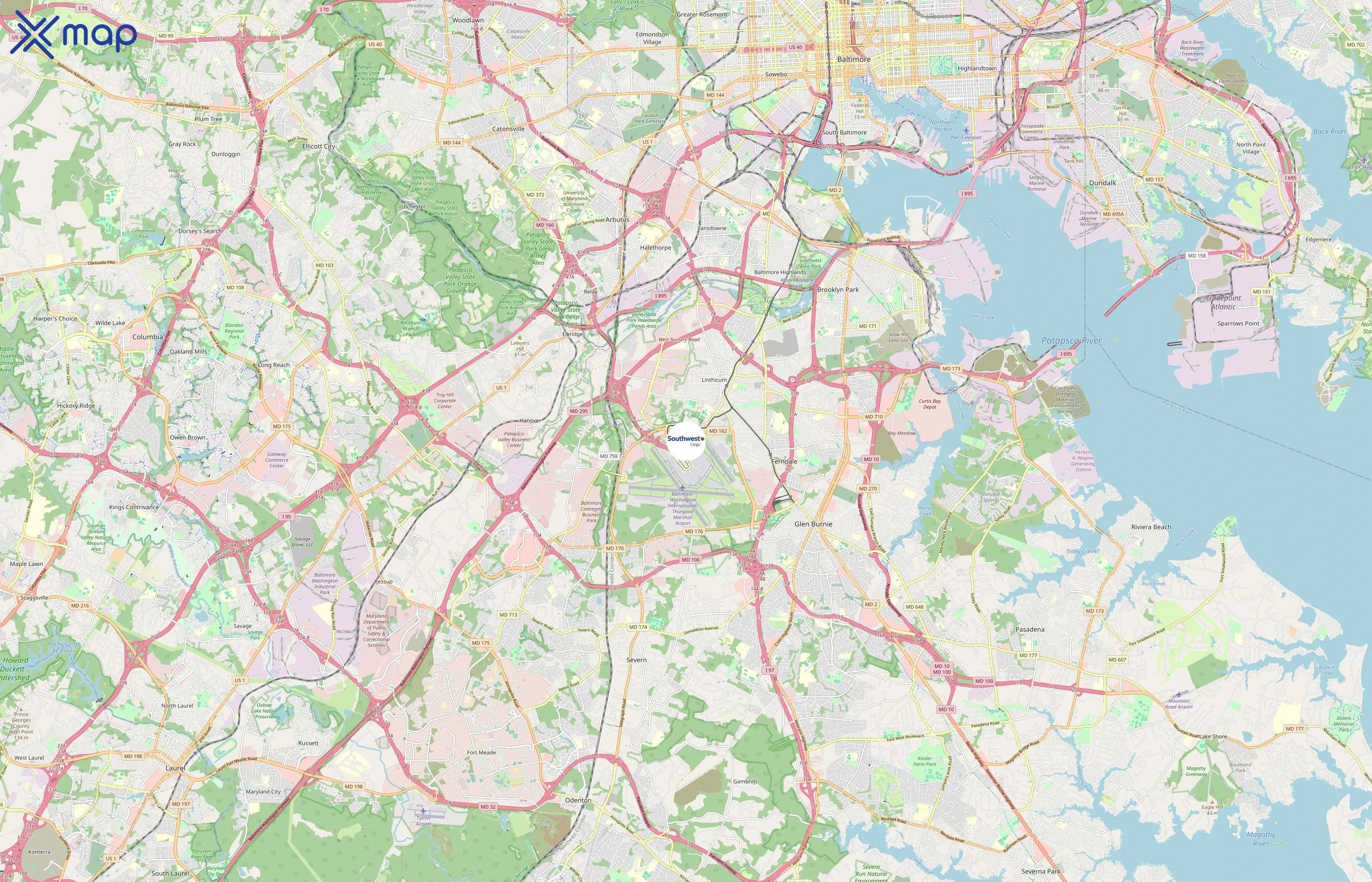 Southwest Airlines Cargo area coverage
