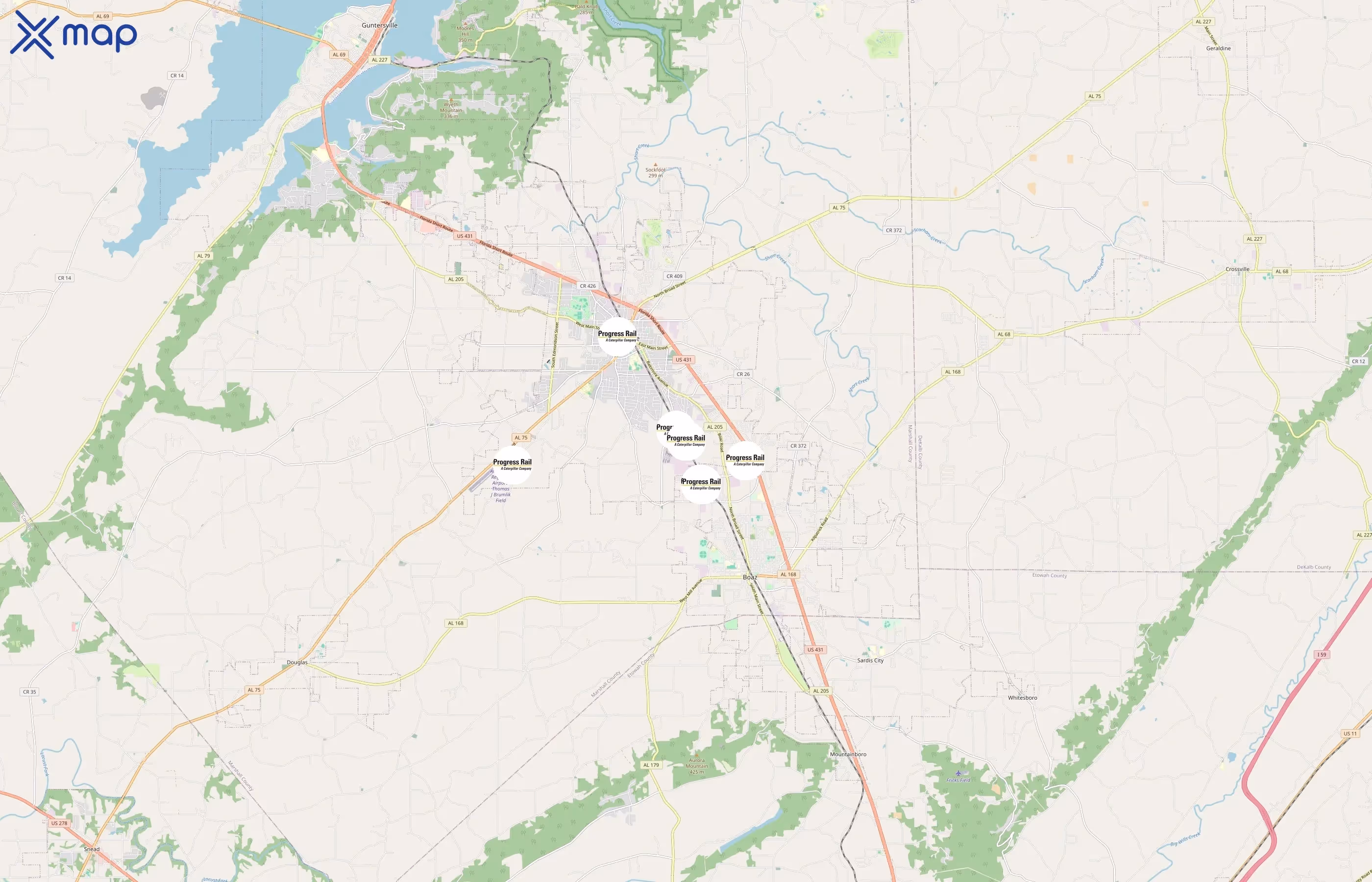 Progress Rail Services Corporation area coverage