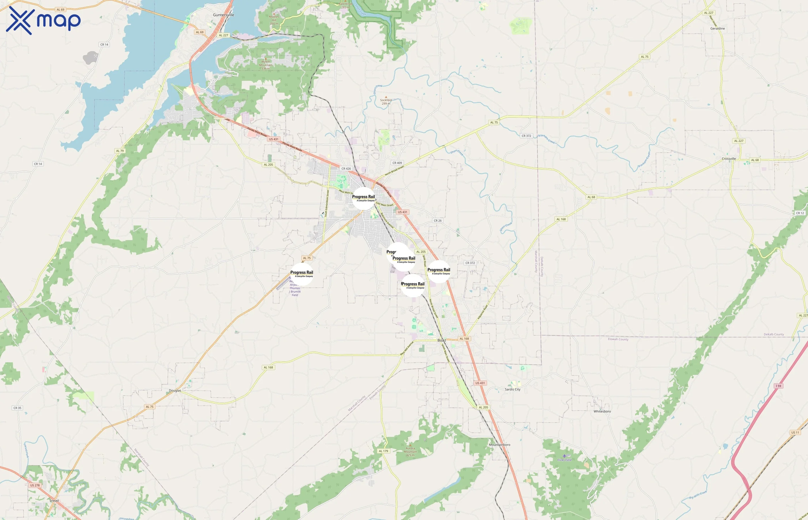 Progress Rail Services Corporation area coverage