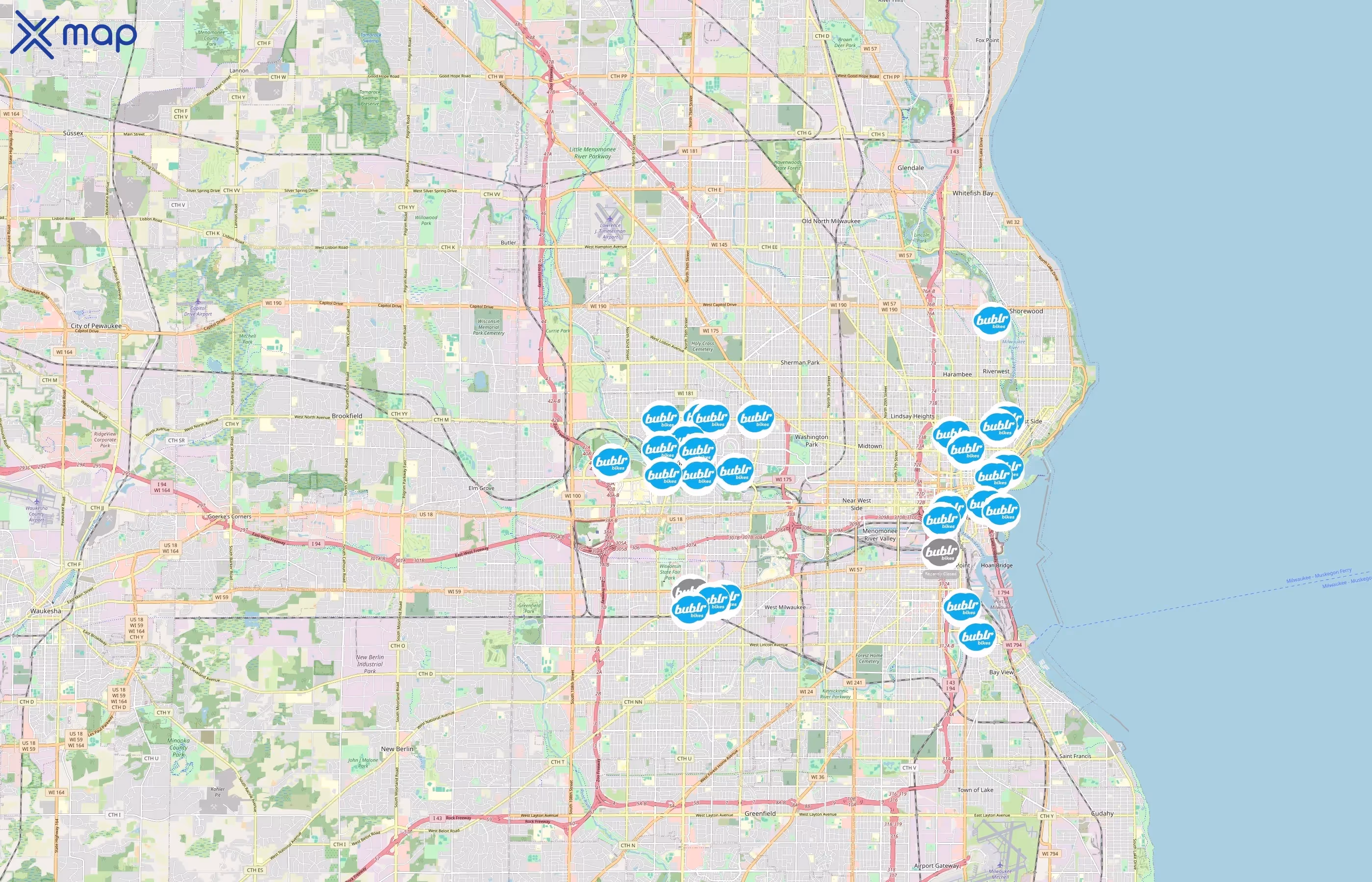 Bublr Bikes area coverage