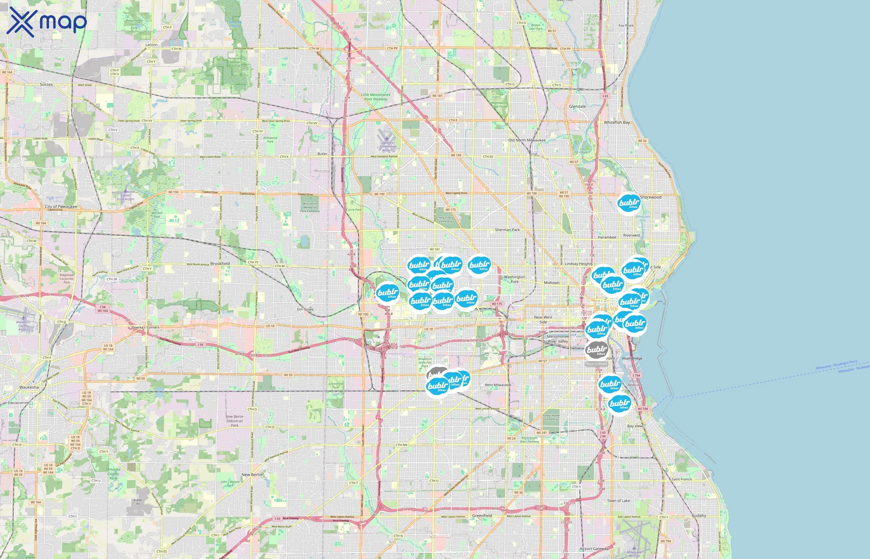 Bublr Bikes area coverage