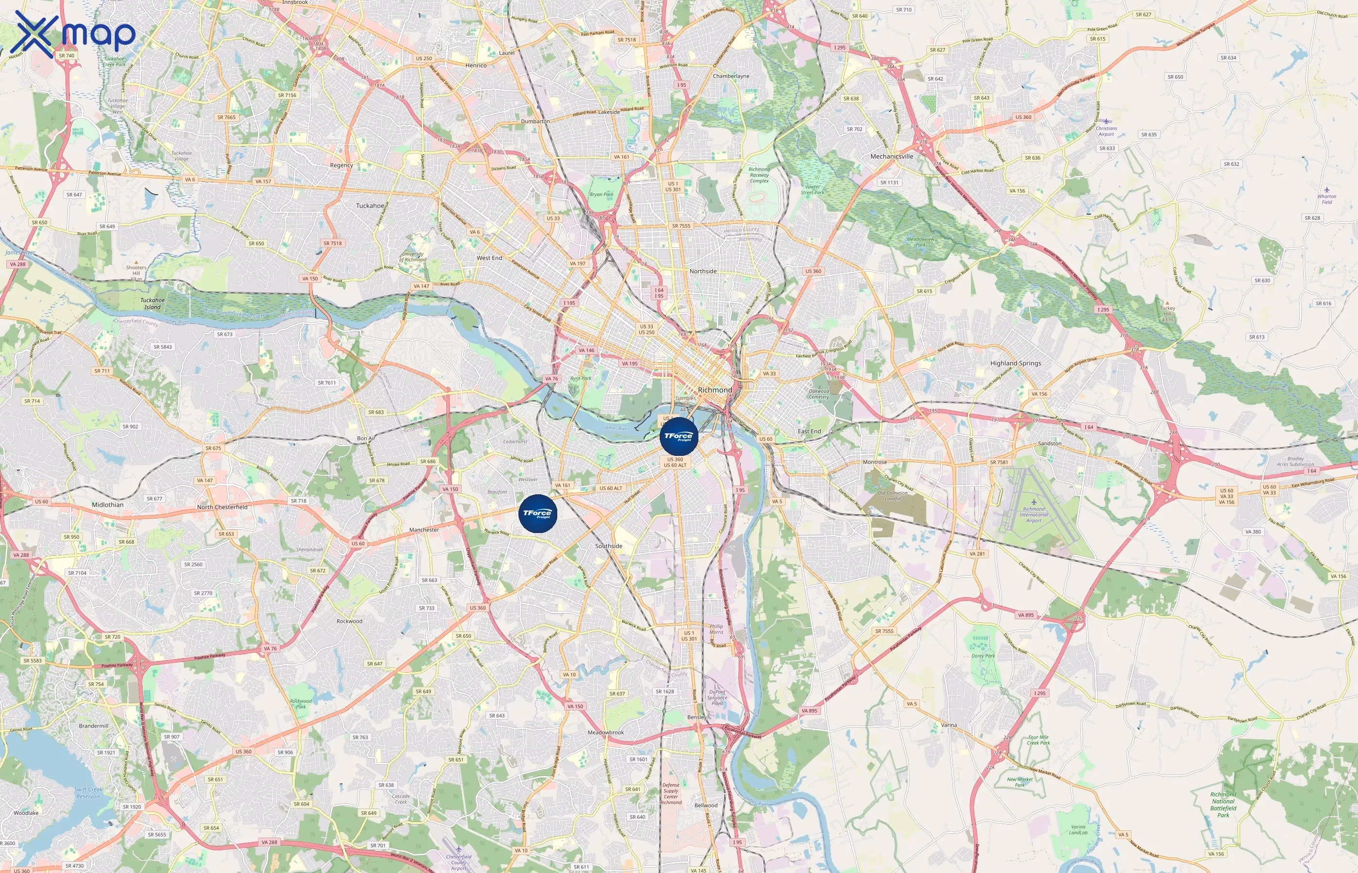 TForce Freight area coverage