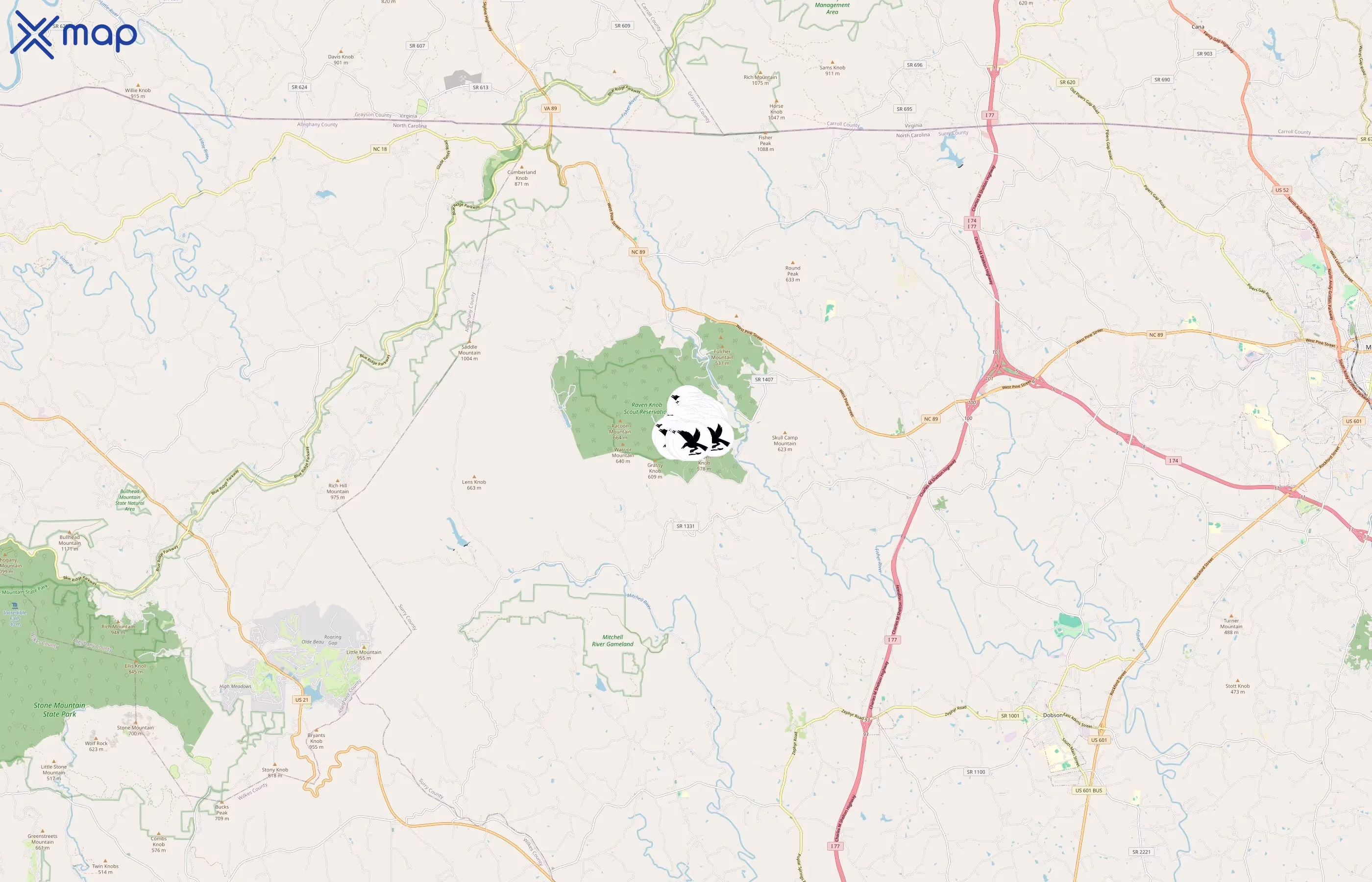 Raven Knob Scout Reservation area coverage