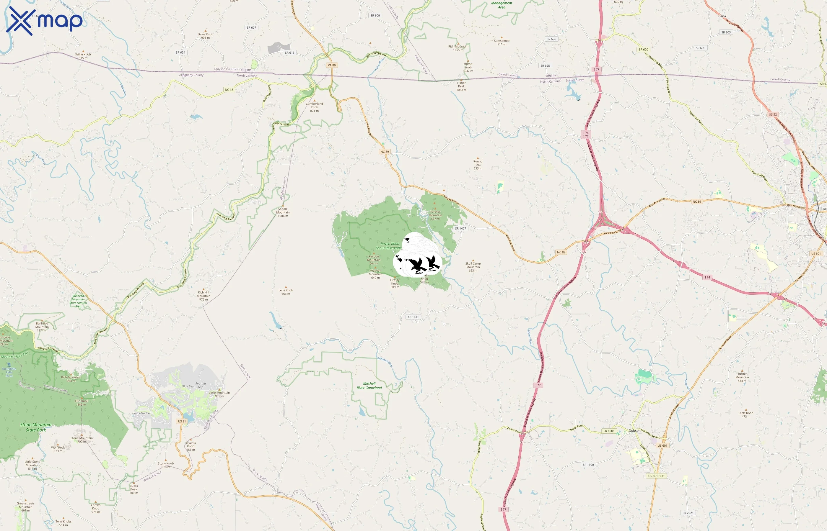 Raven Knob Scout Reservation area coverage