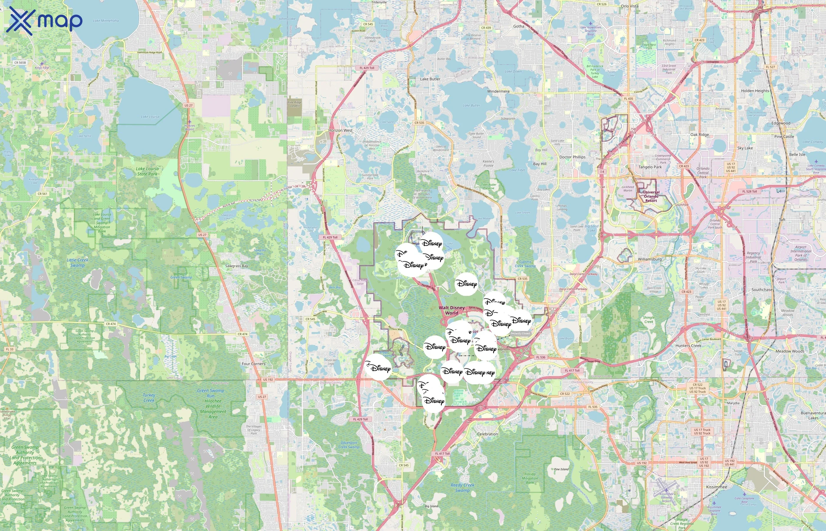 Walt Disney World Resort area coverage