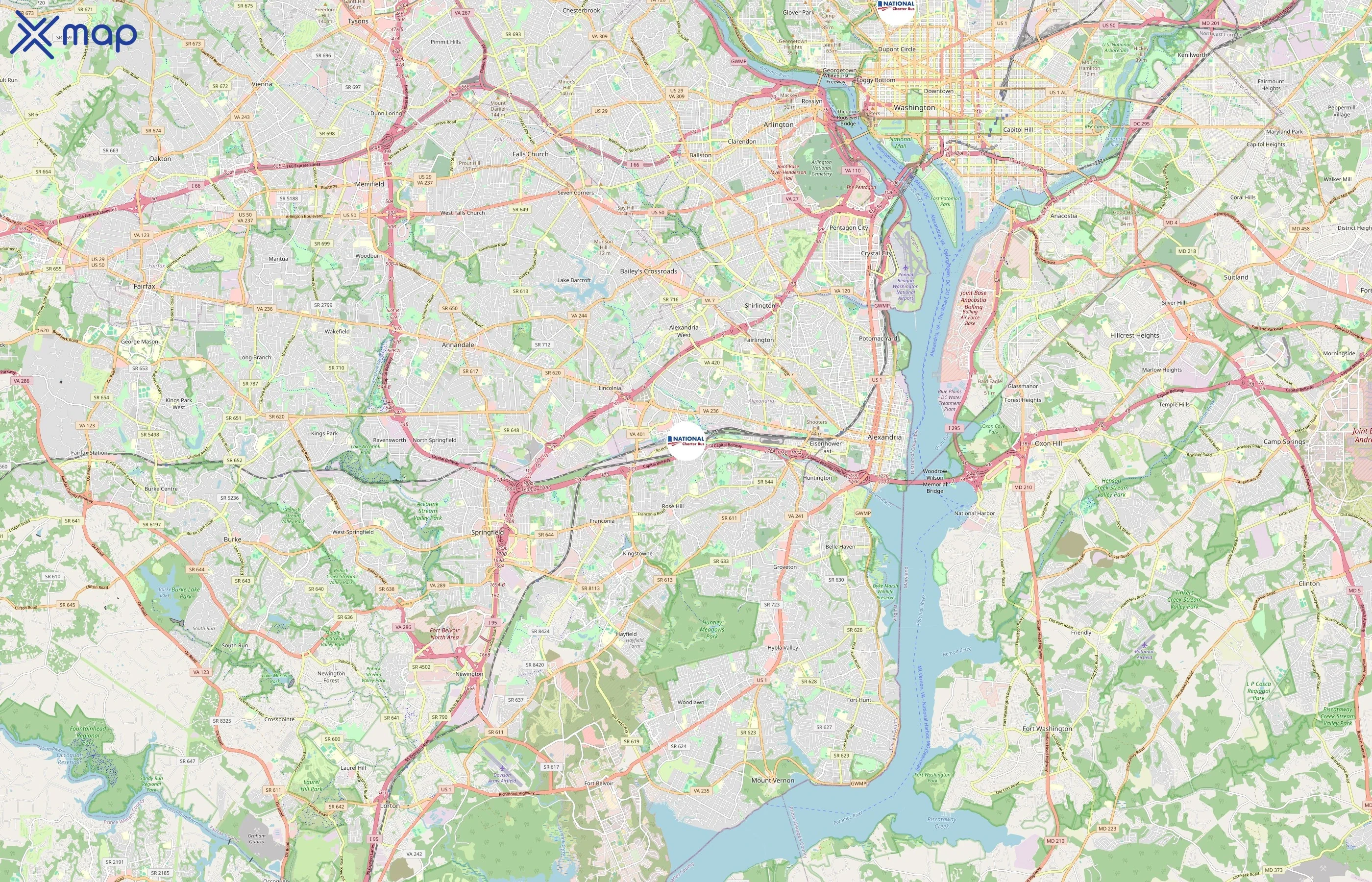 National Charter Bus area coverage