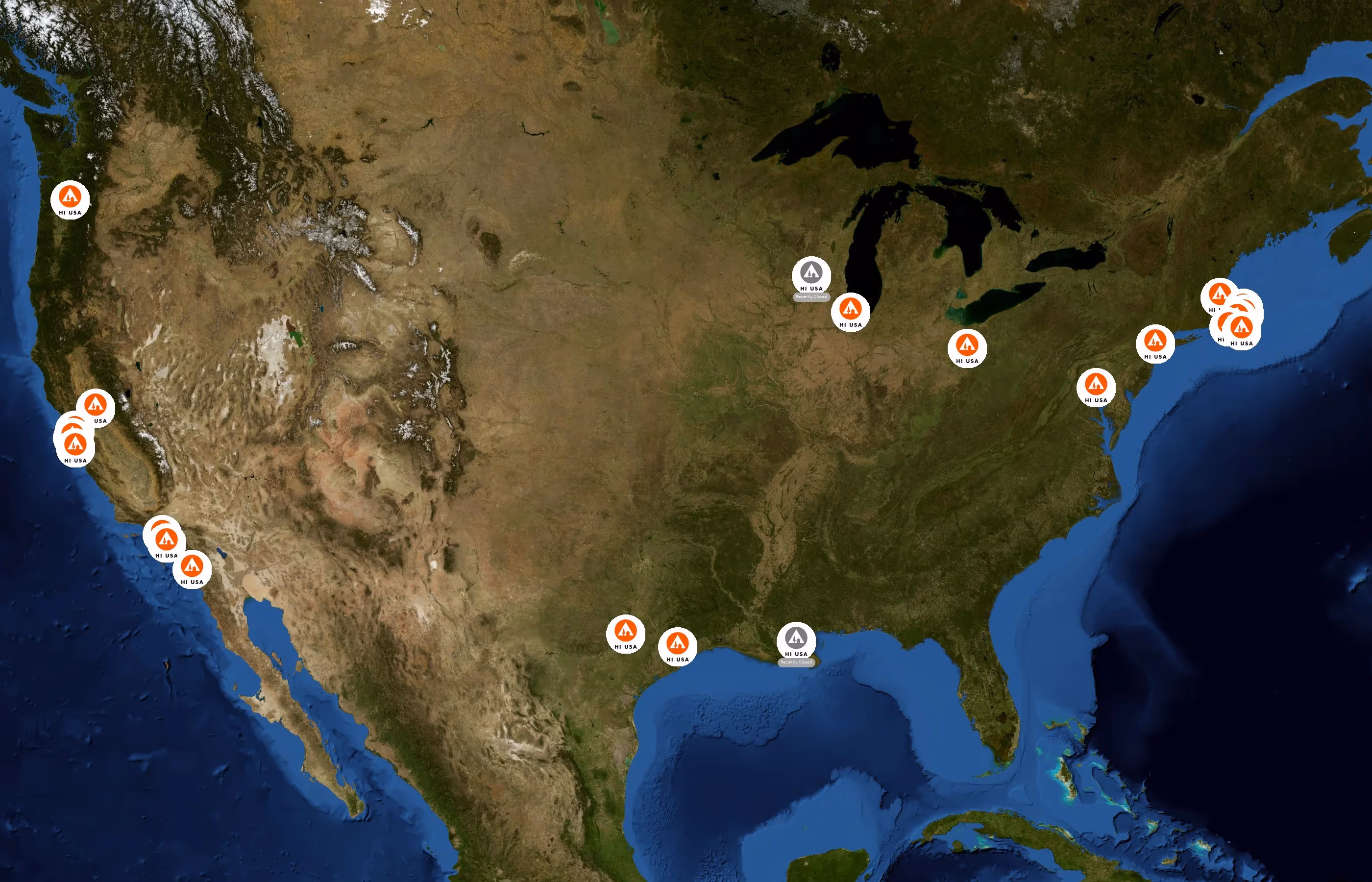 Hostelling International USA state distribution