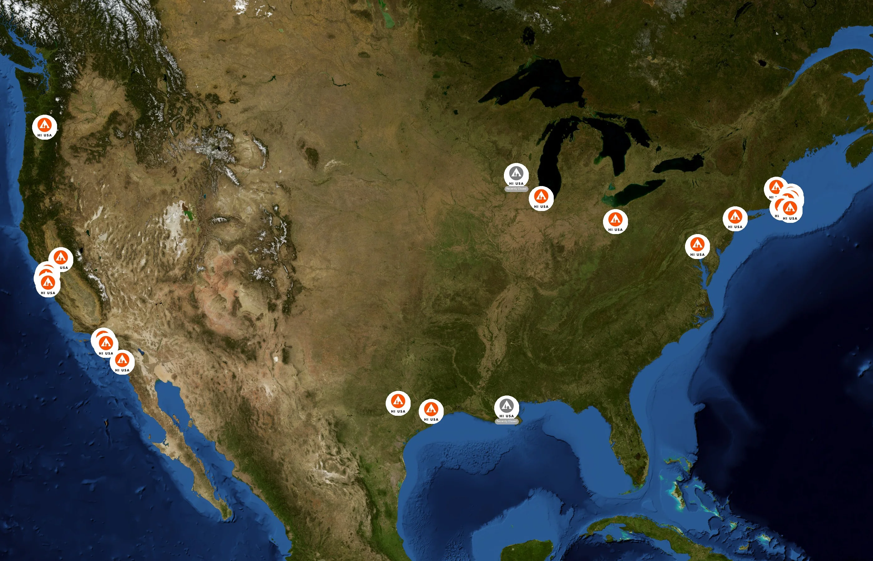 Hostelling International USA state distribution
