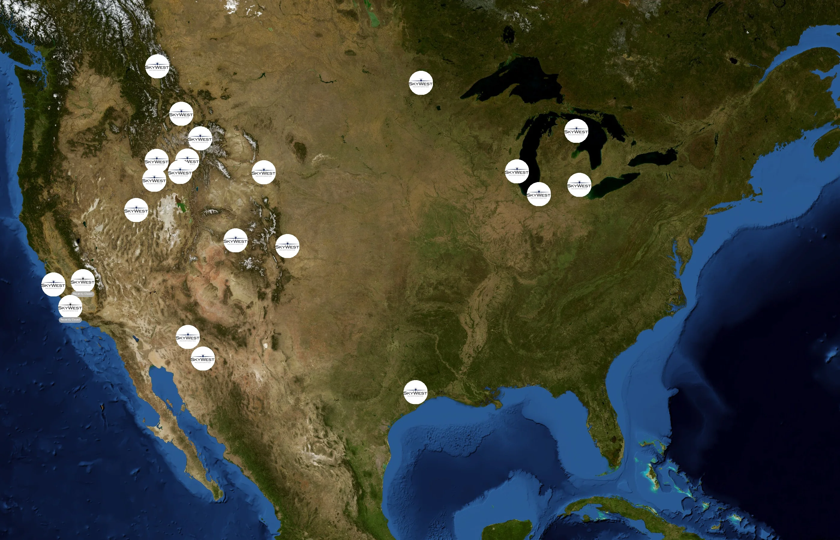 SkyWest Airlines state distribution