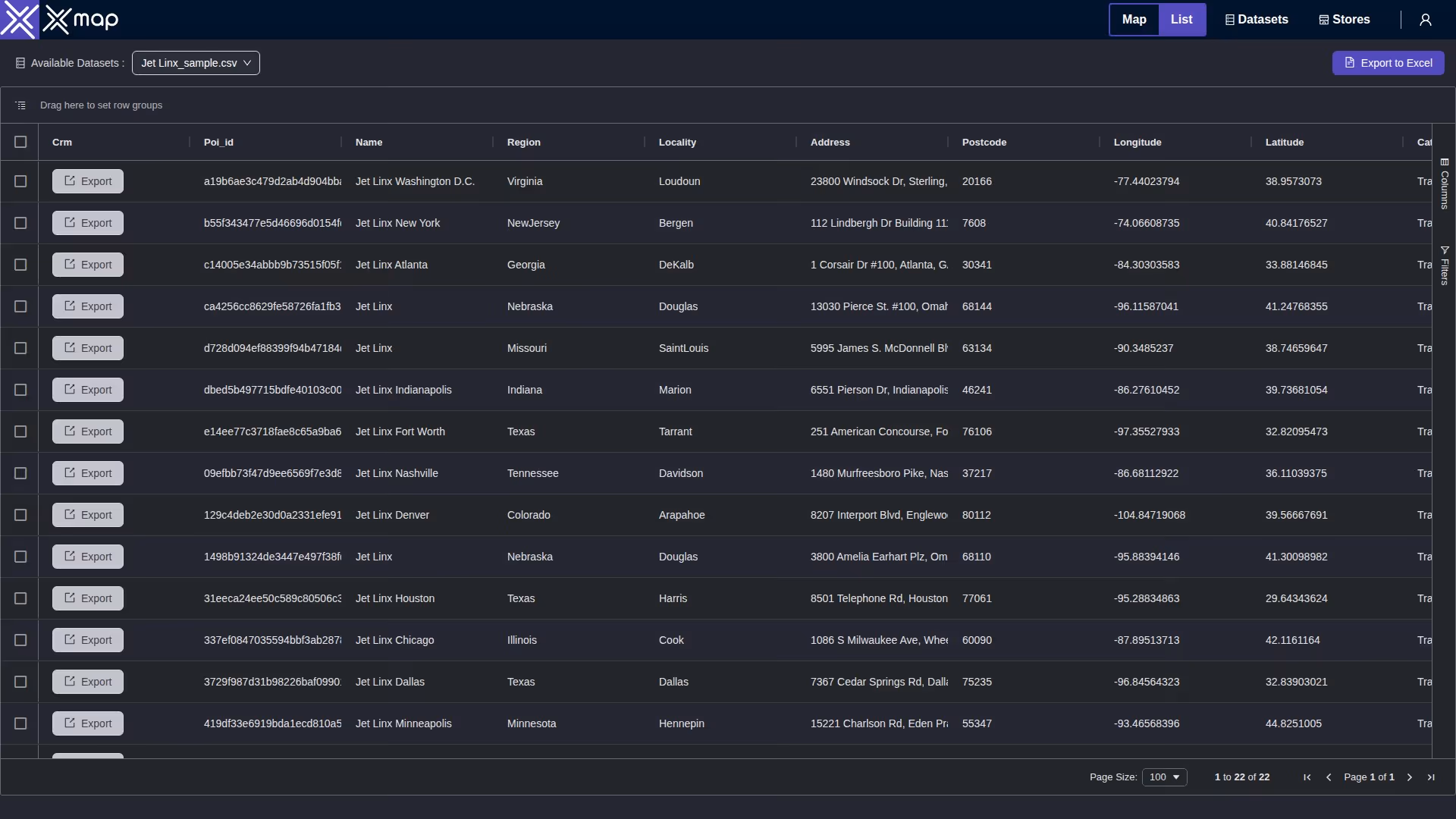 Jet Linx data table