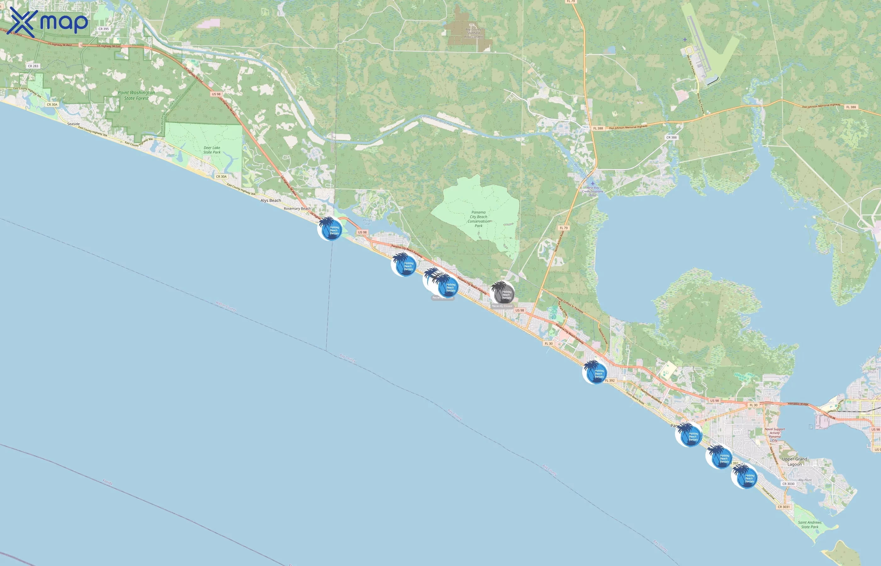 Holiday Beach Rentals area coverage