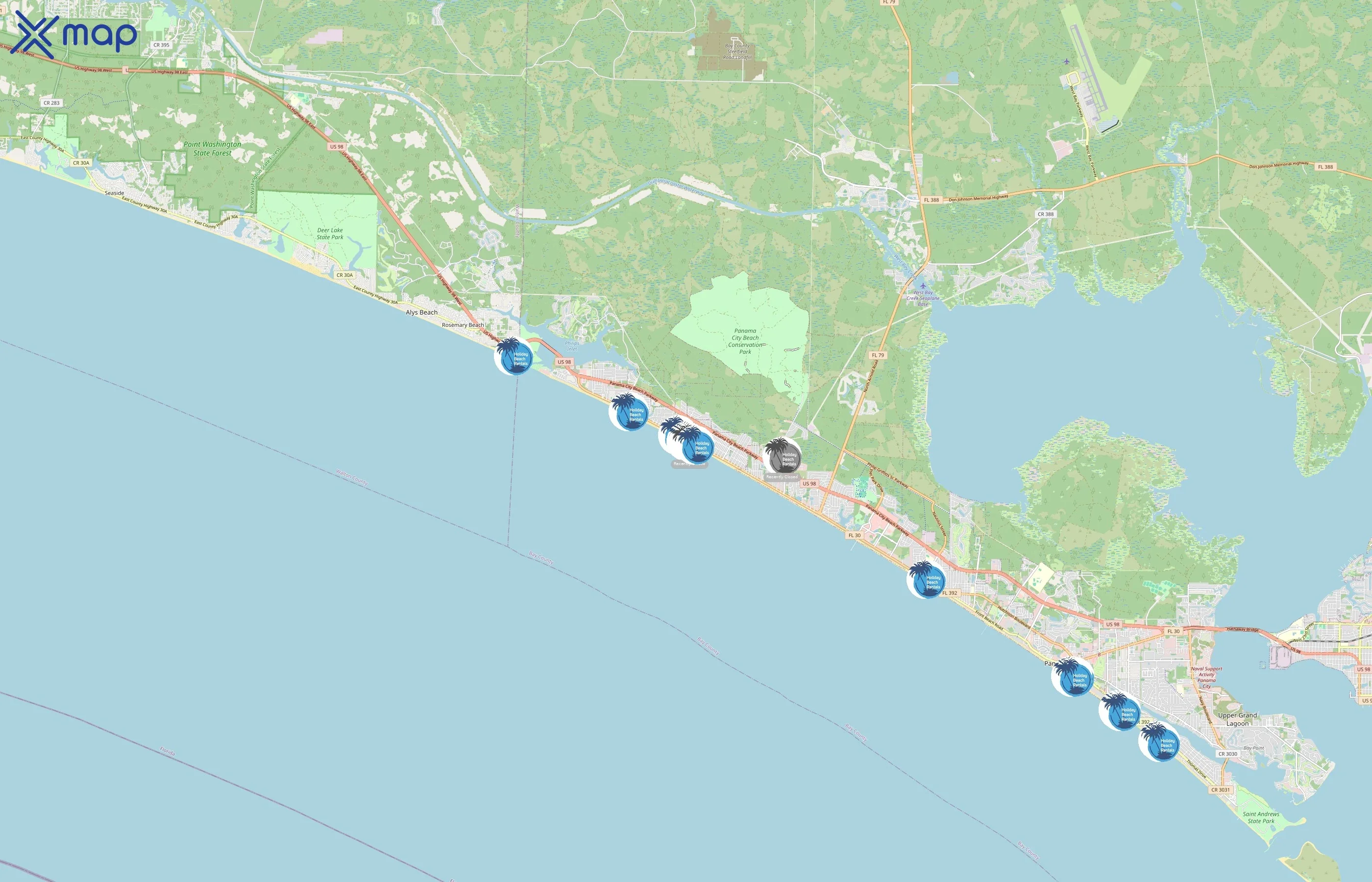 Holiday Beach Rentals area coverage