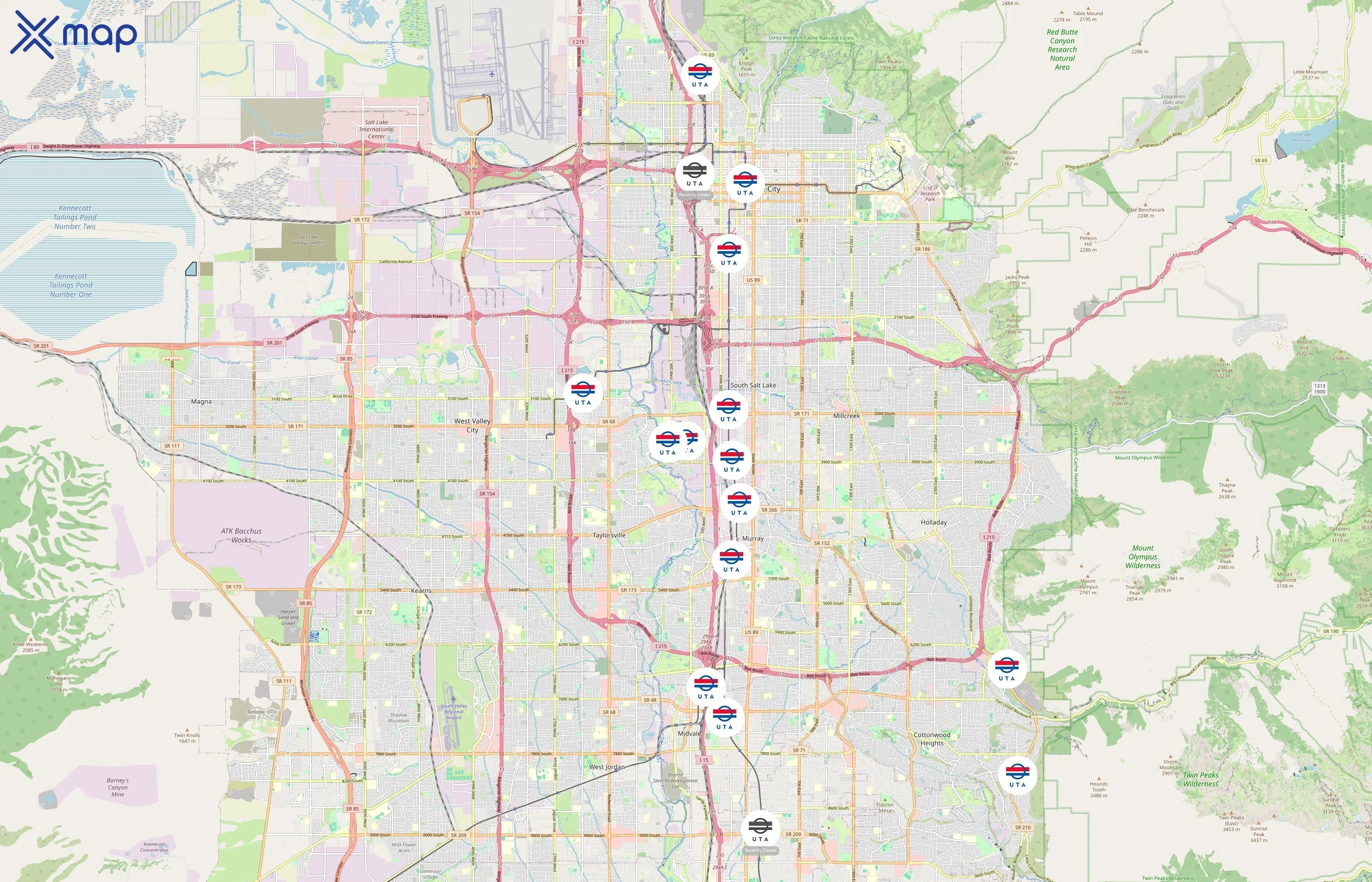 Utah Transit Authority area coverage