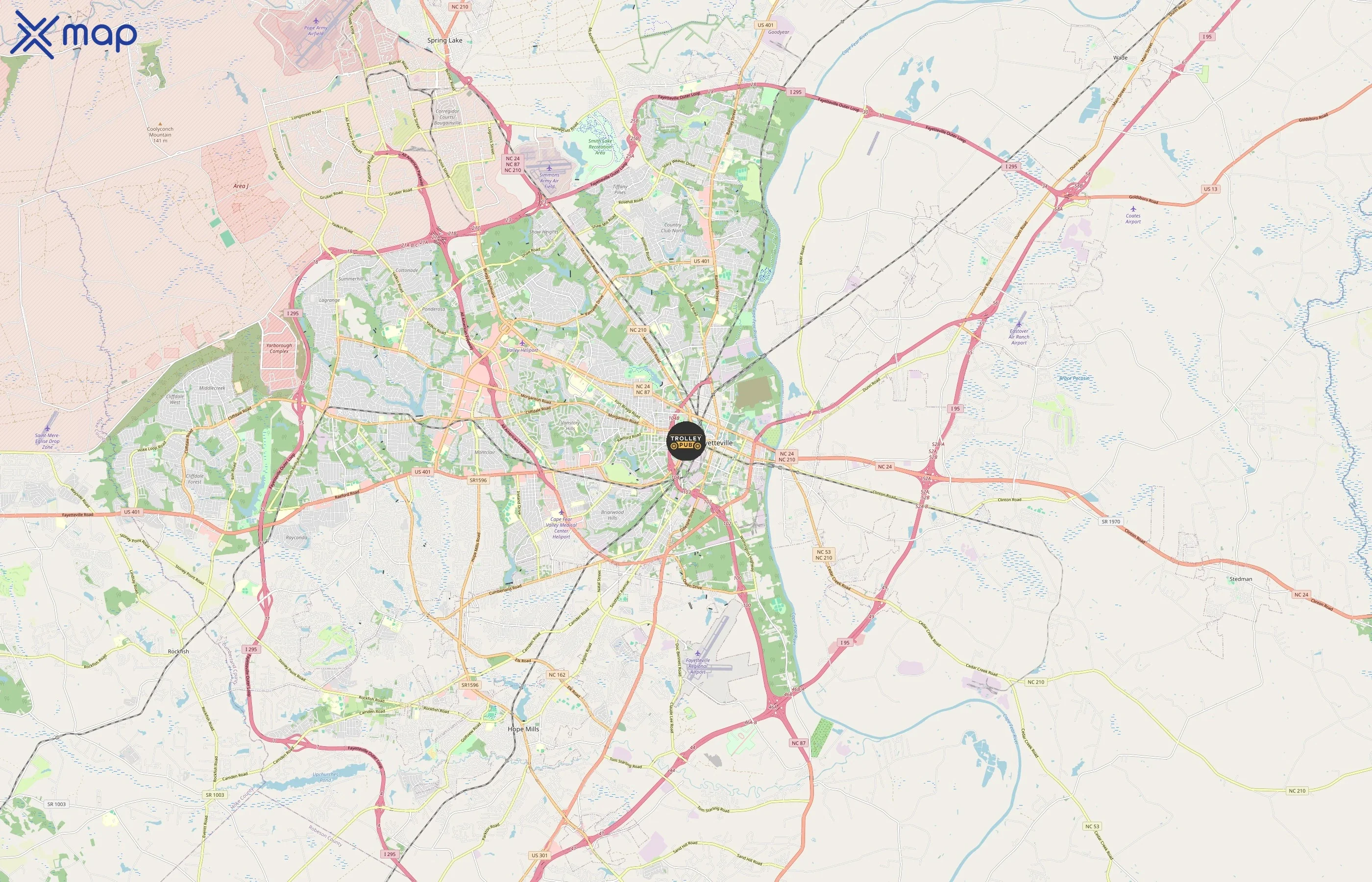 Trolley Pub area coverage