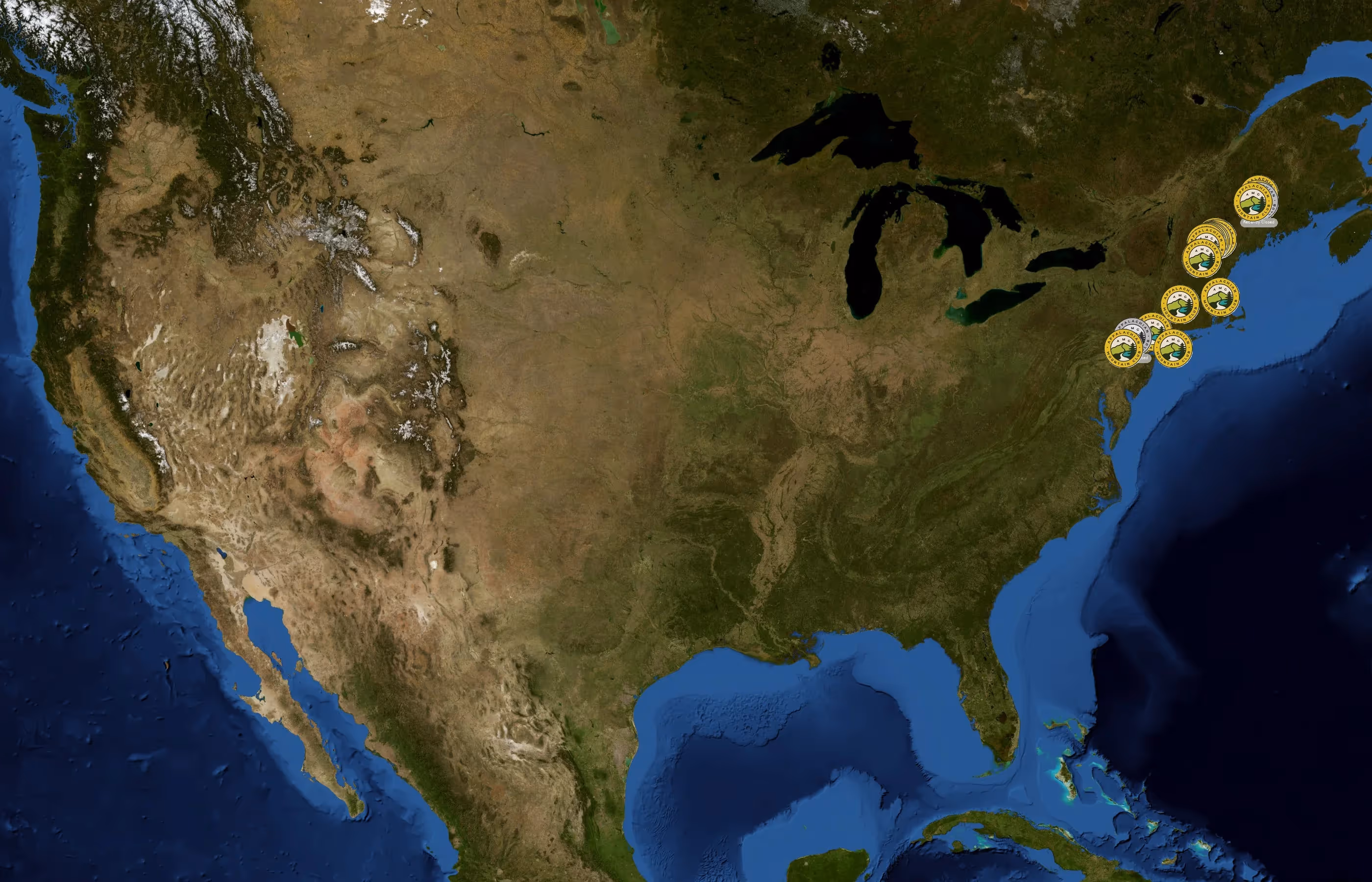 Appalachian Mountain Club state distribution