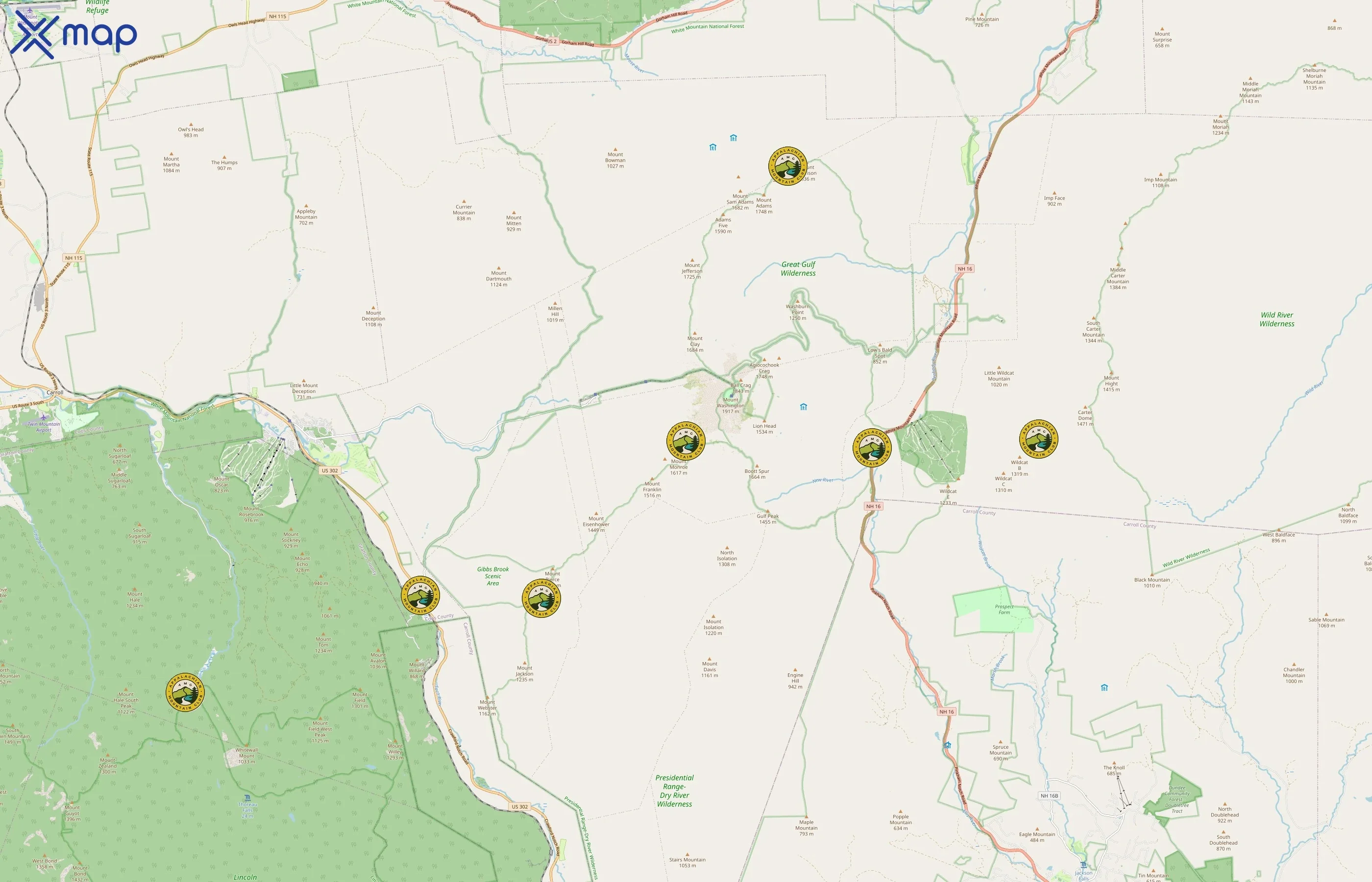 Appalachian Mountain Club area coverage