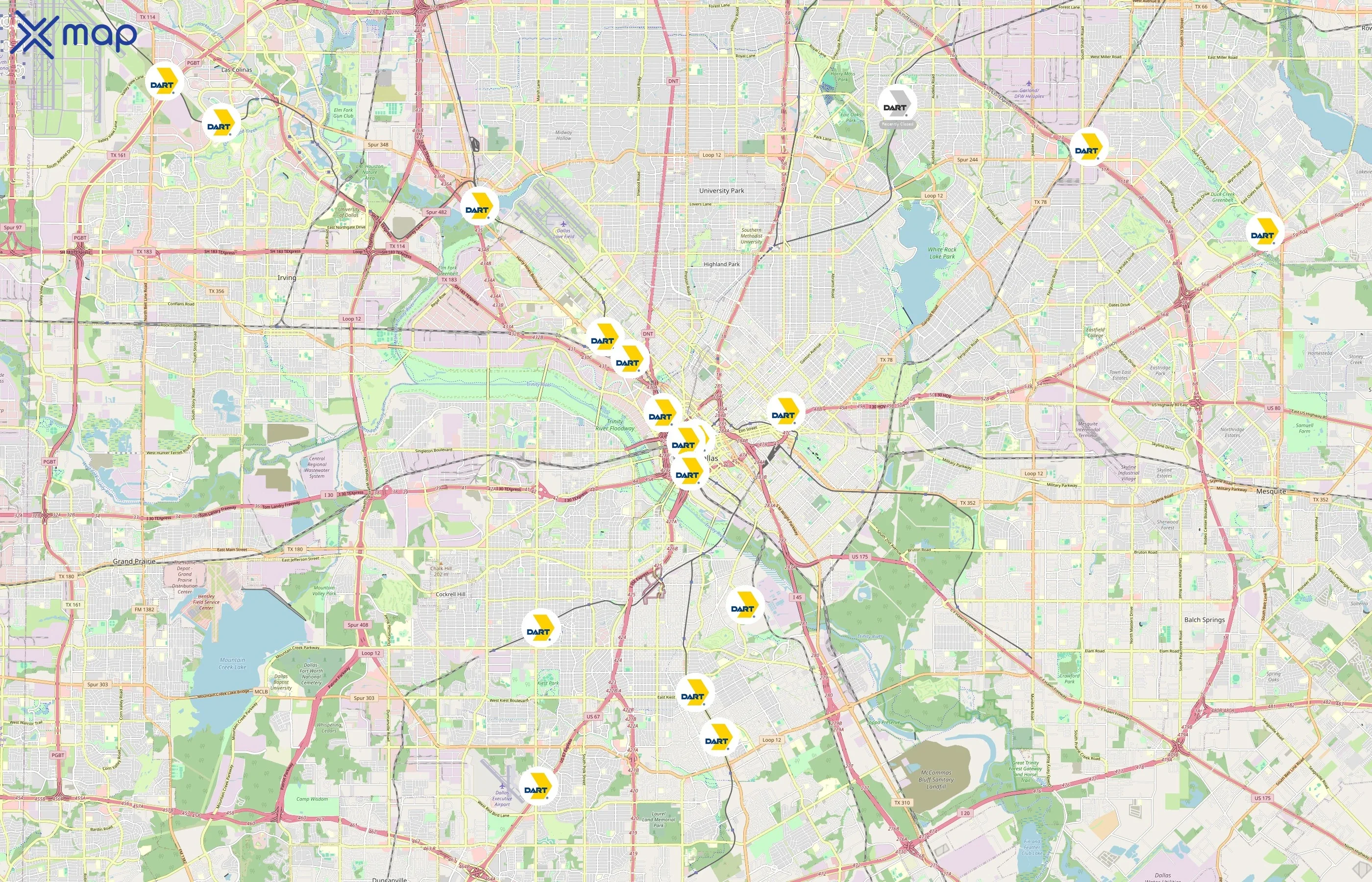 Dallas Area Rapid Transit area coverage