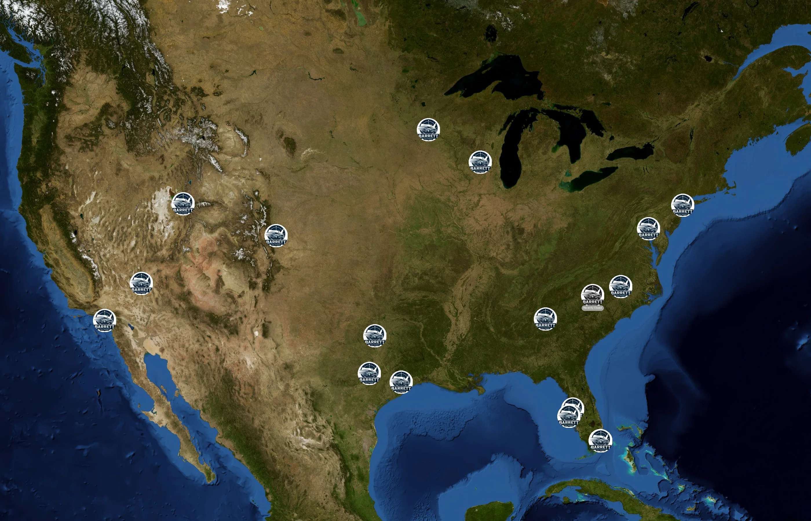 Barrett Car Shipping state distribution