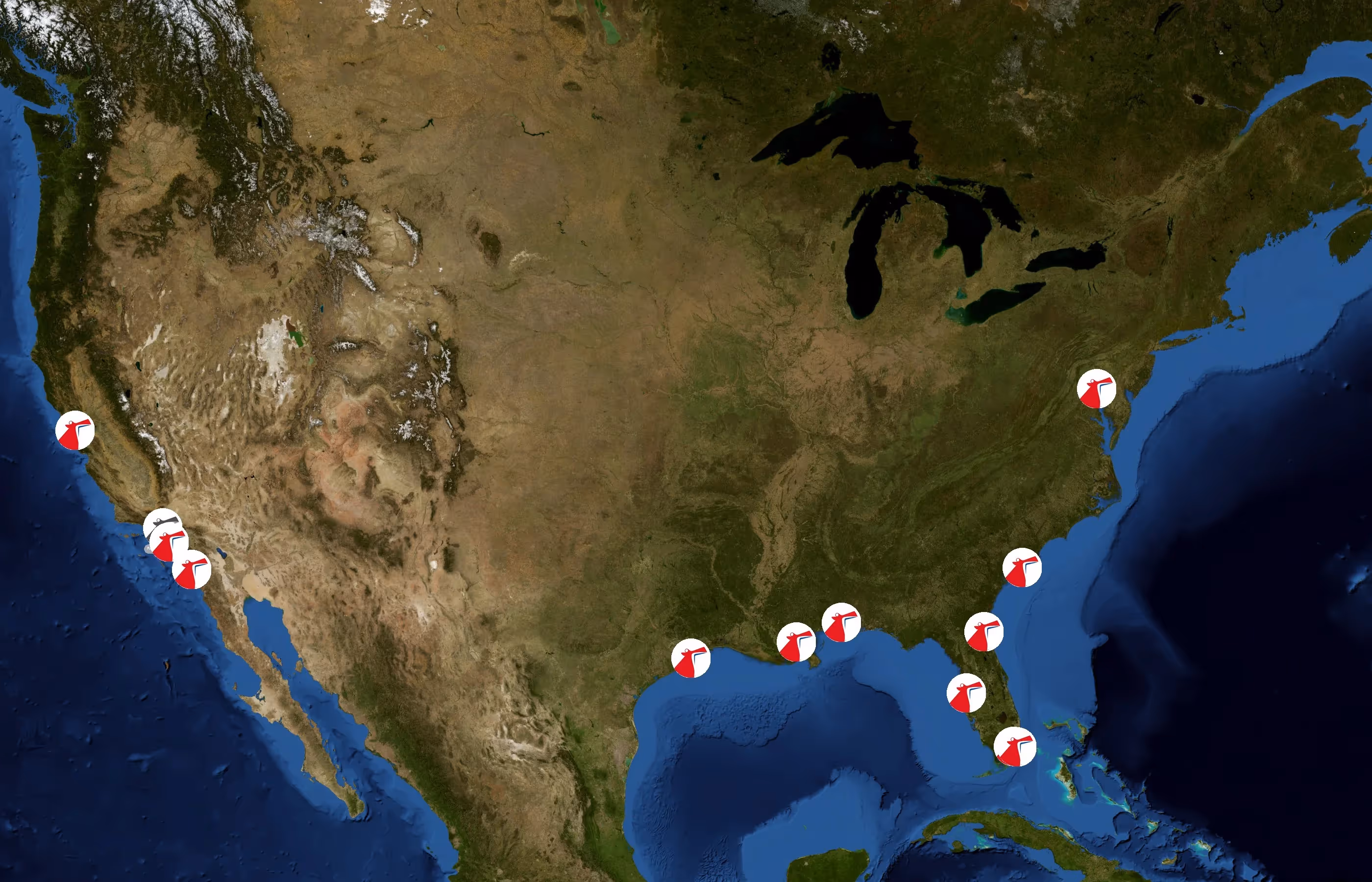 Carnival Cruise Line state distribution