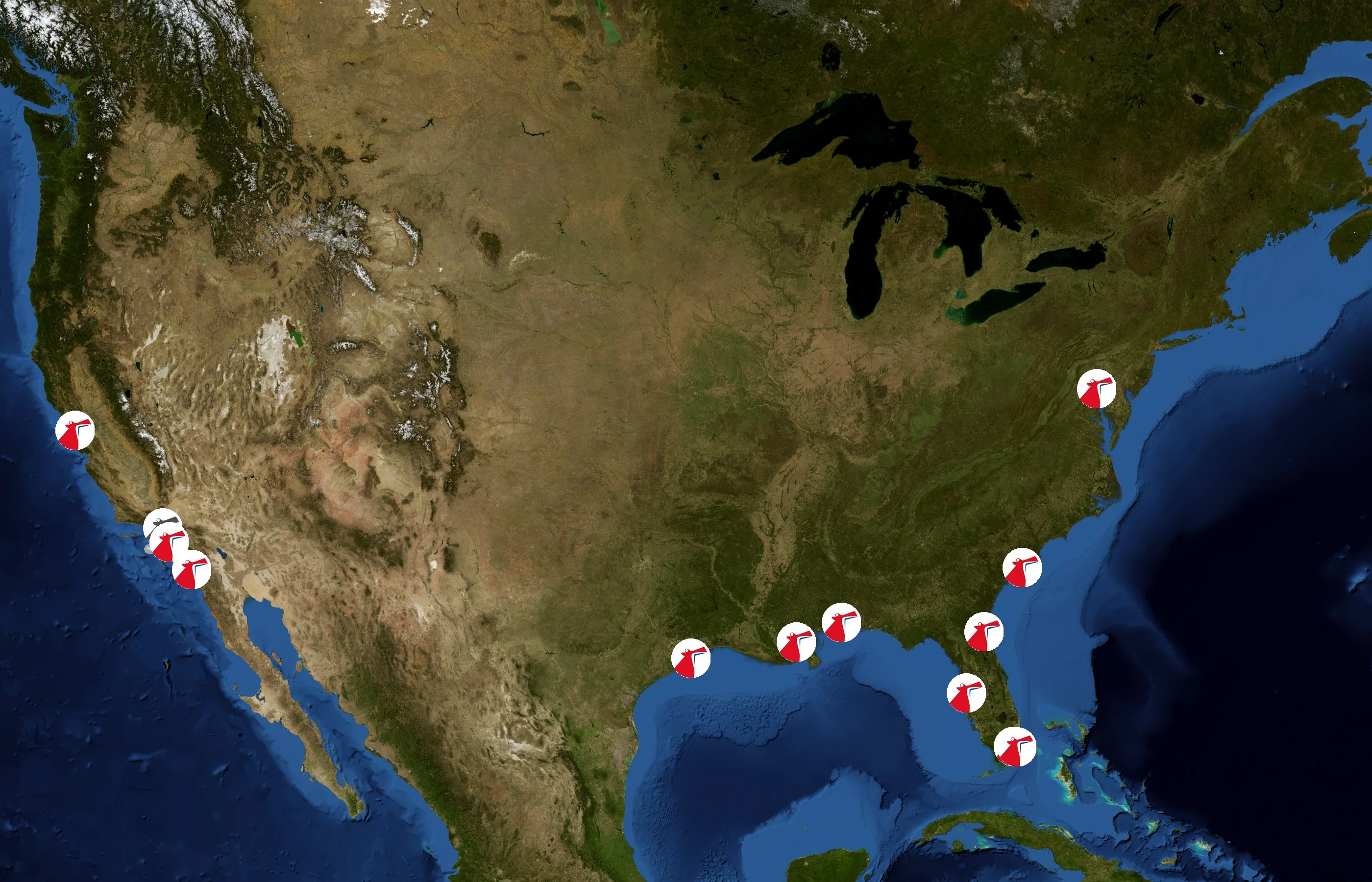 Carnival Cruise Line state distribution