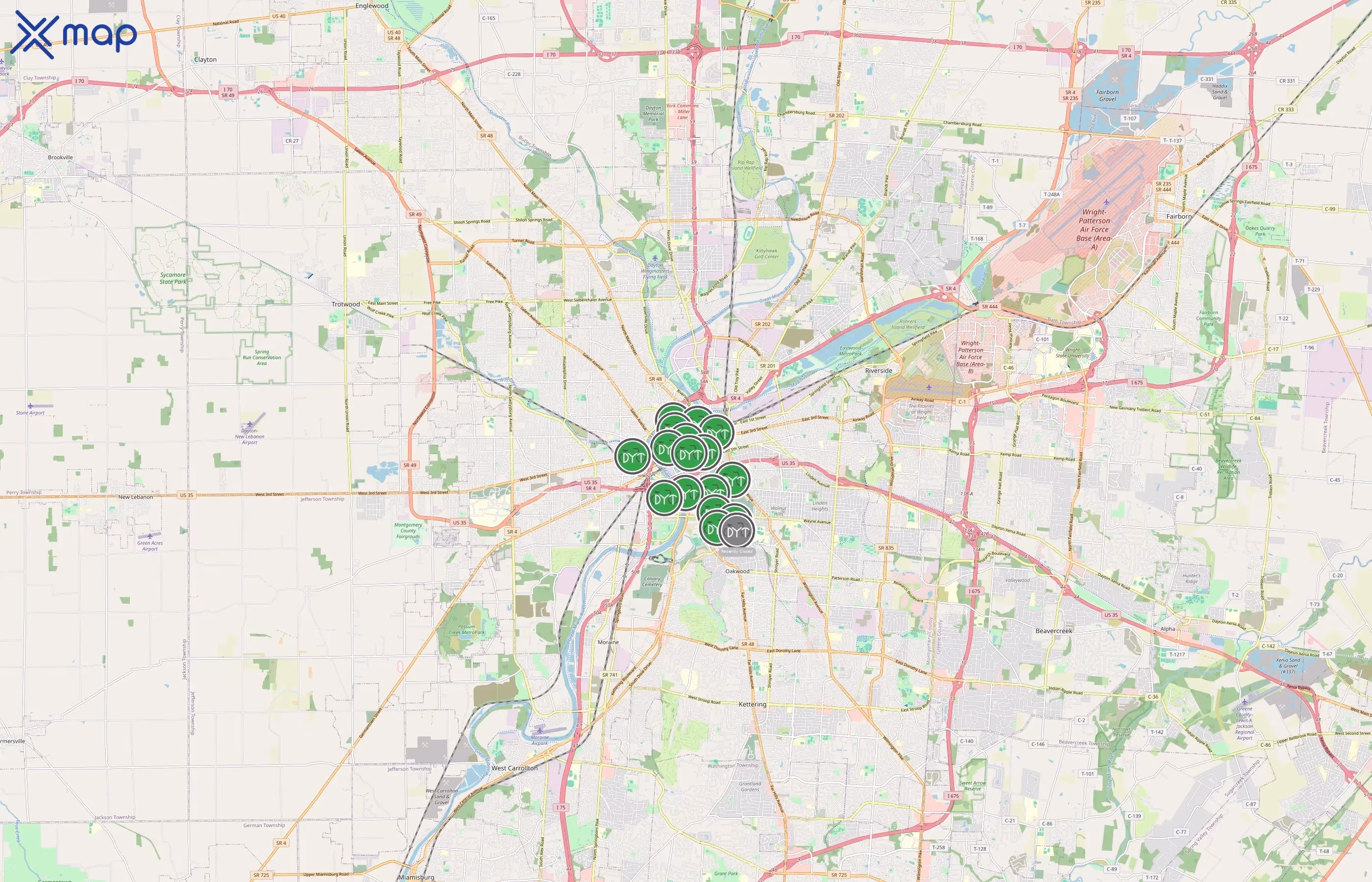Link Dayton Bike Share area coverage
