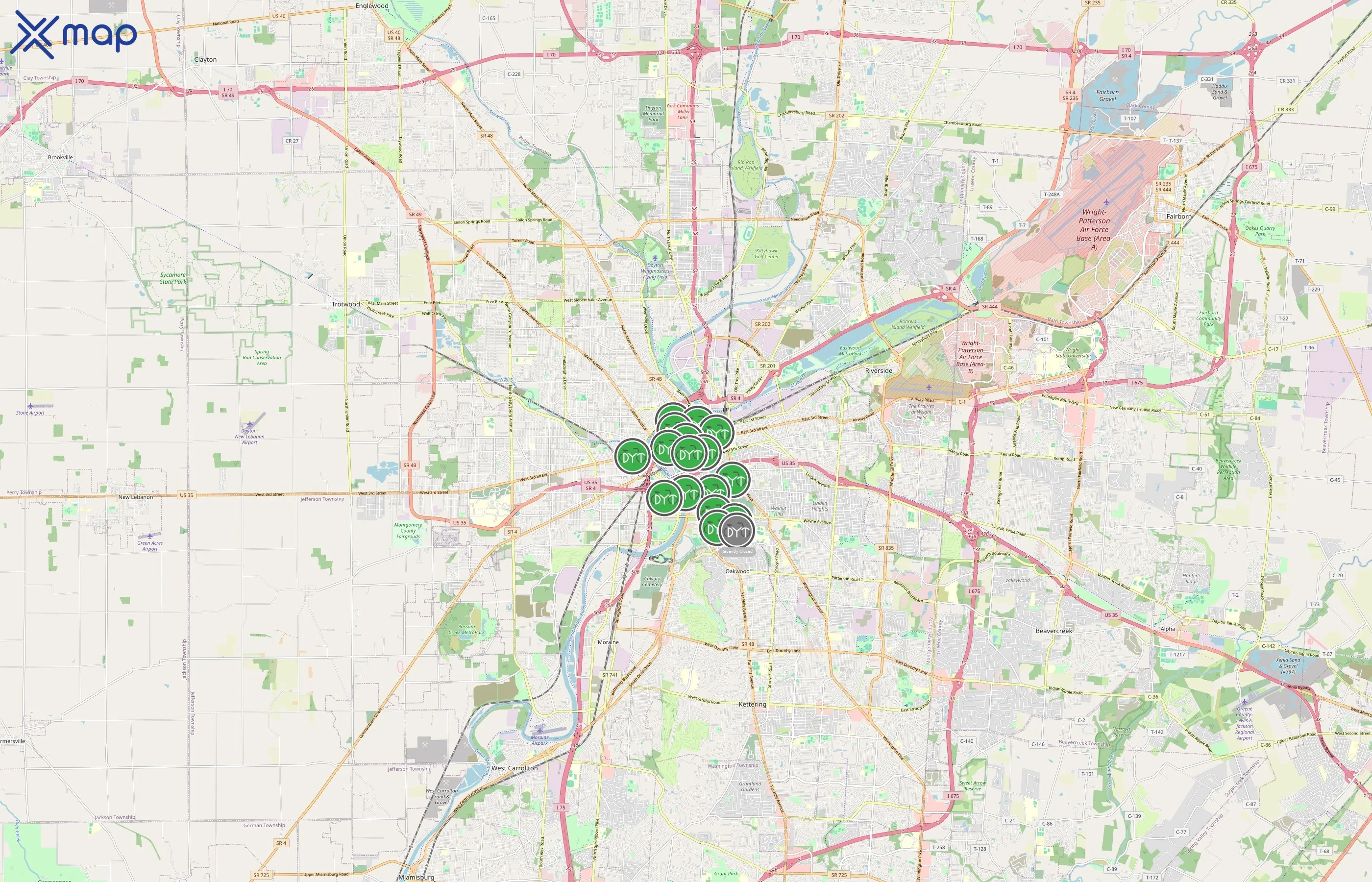 Link Dayton Bike Share area coverage