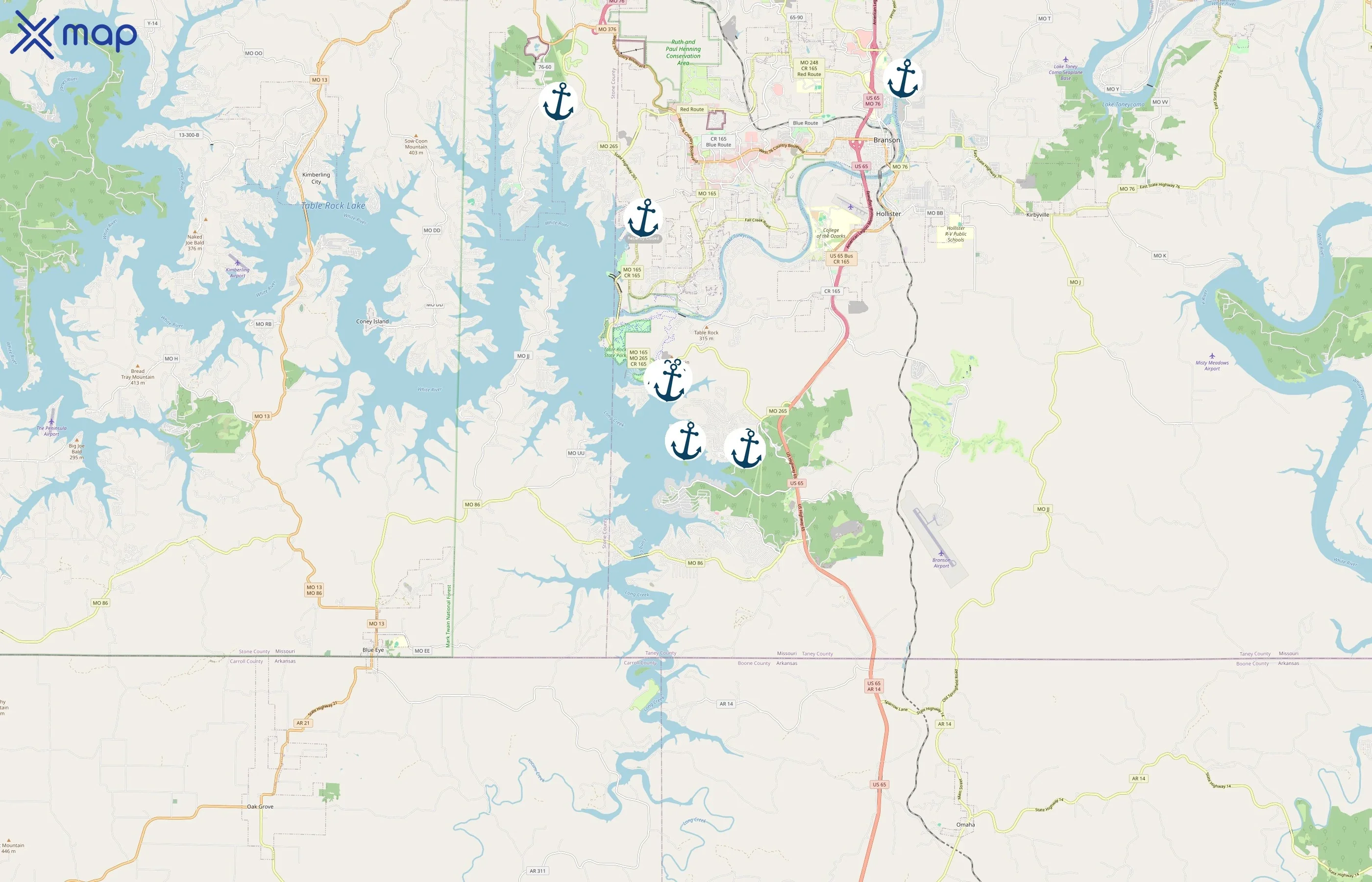 Branson Family Retreats area coverage