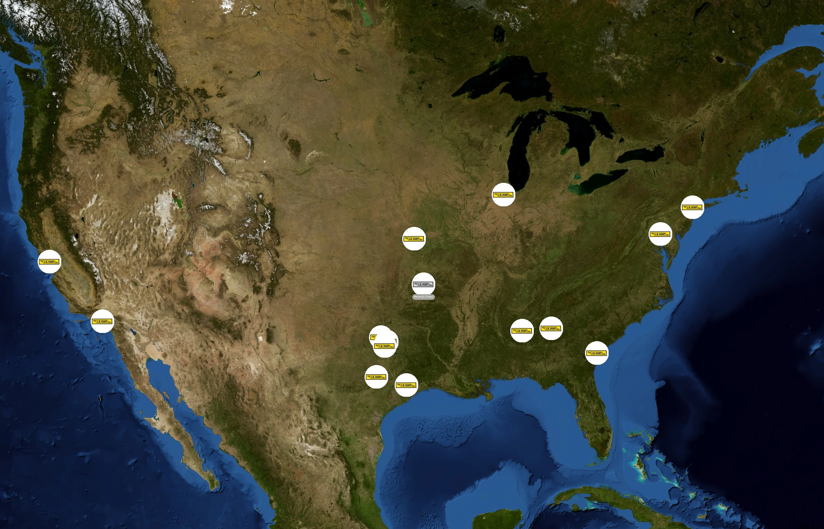 J.B. Hunt Transport Services state distribution