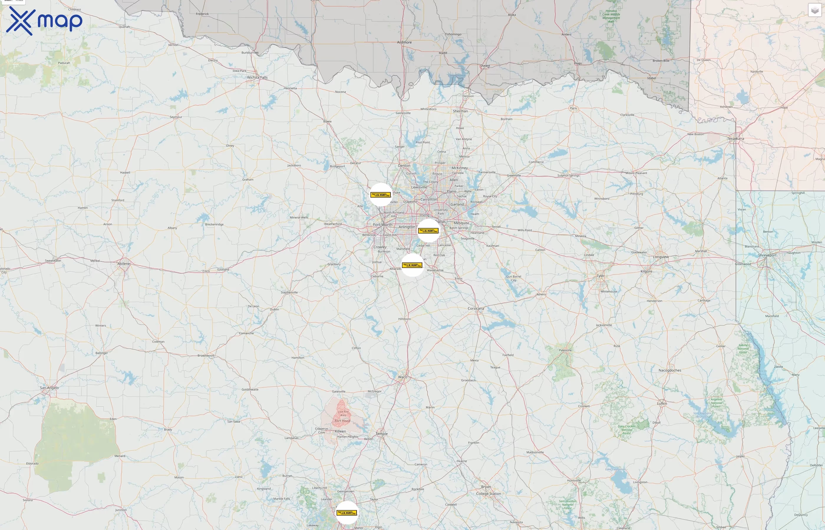 J.B. Hunt Transport Services street hotspots