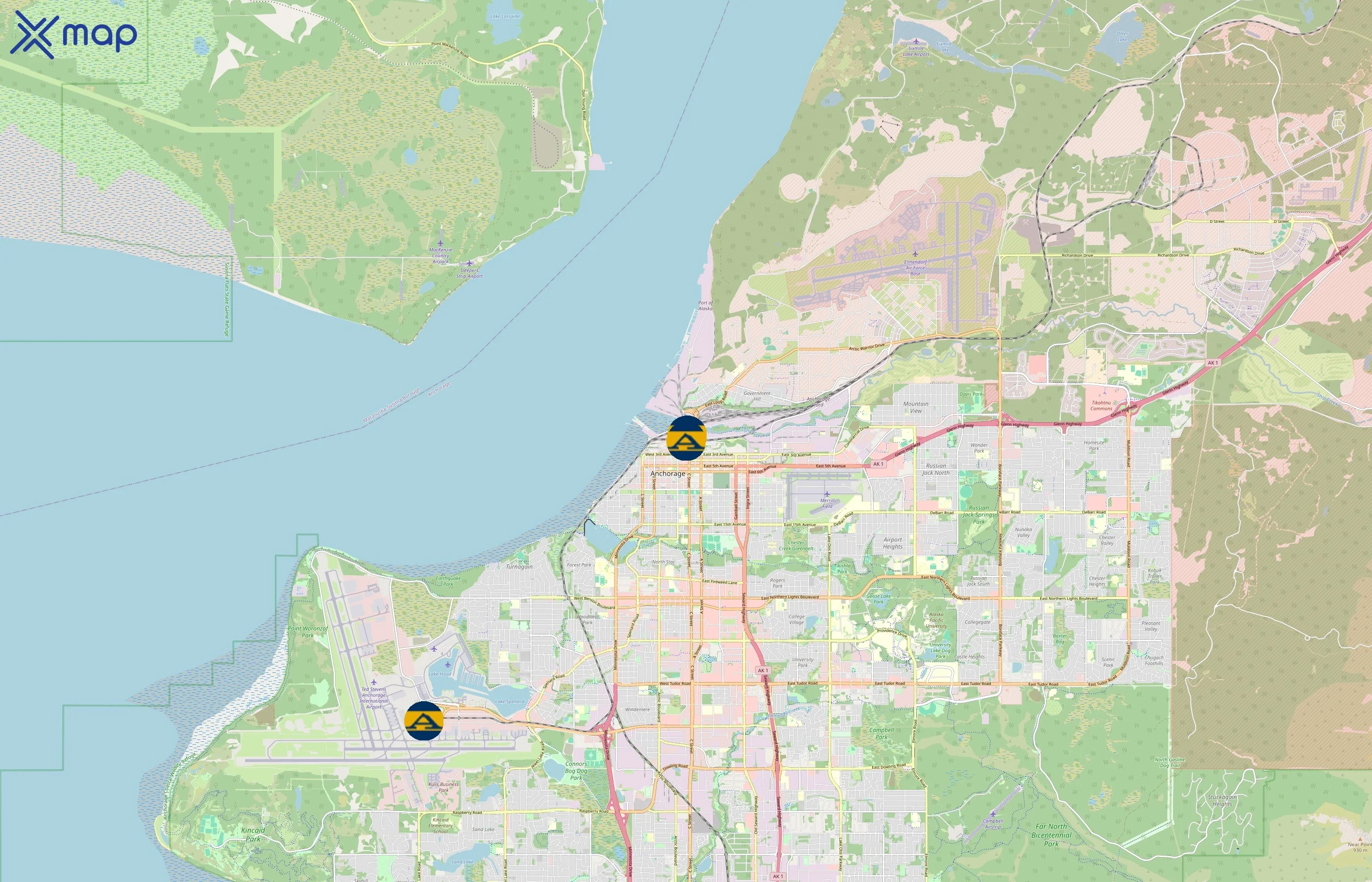 Alaska Railroad area coverage