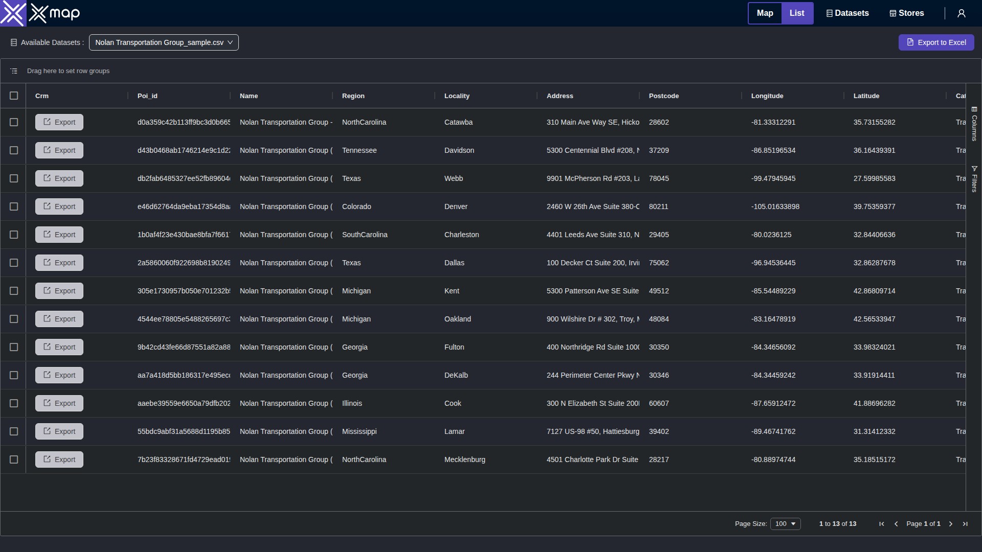 Nolan Transportation Group data table