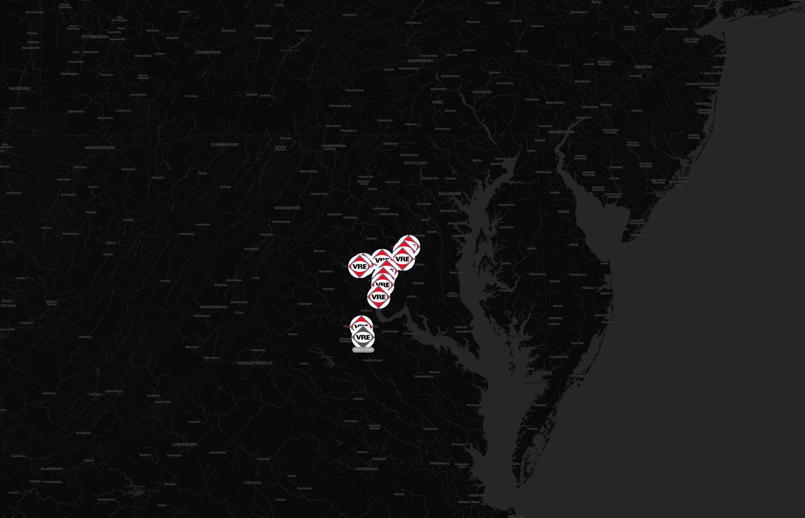 Virginia Railway Express city distribution