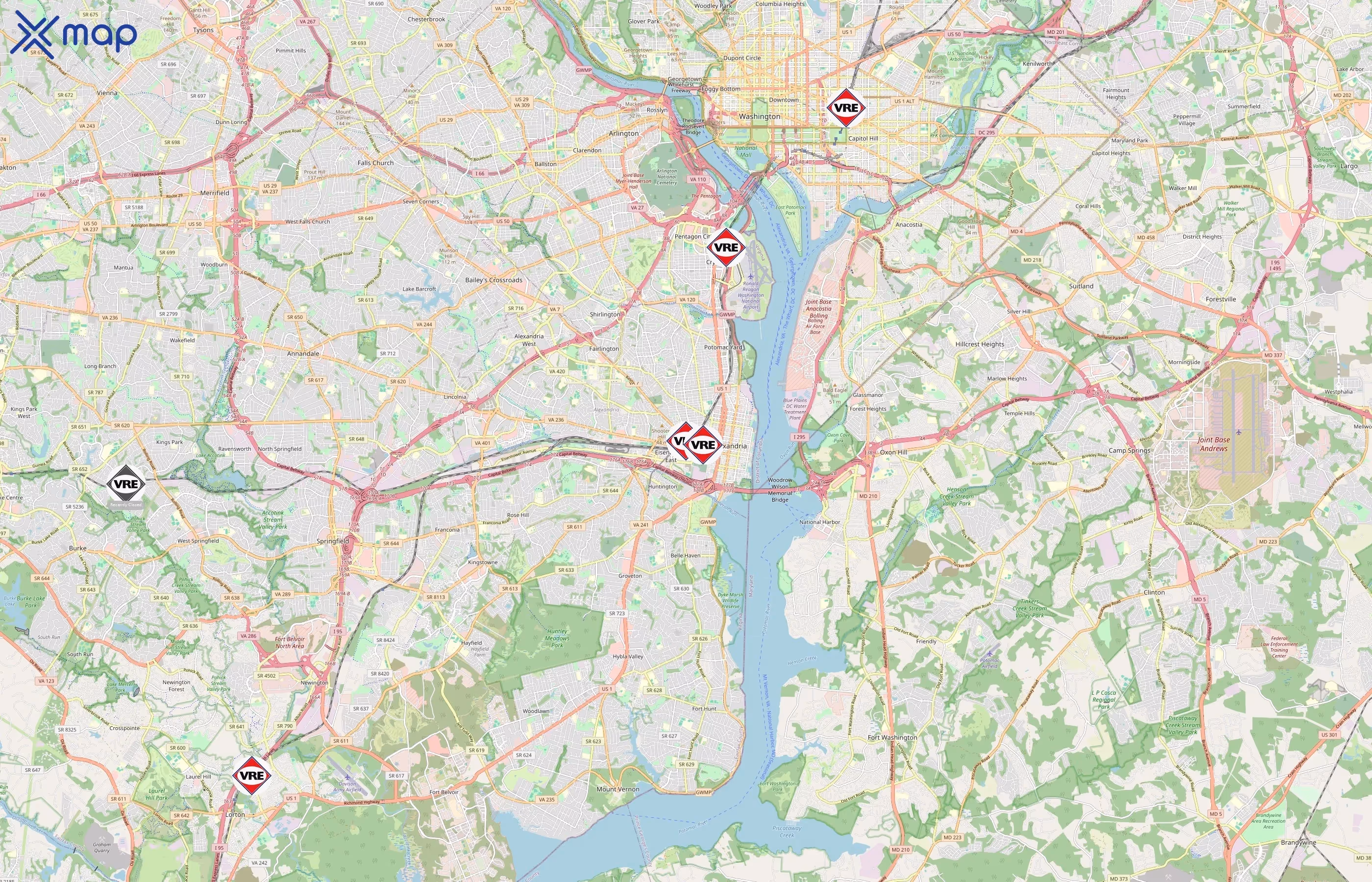 Virginia Railway Express area coverage