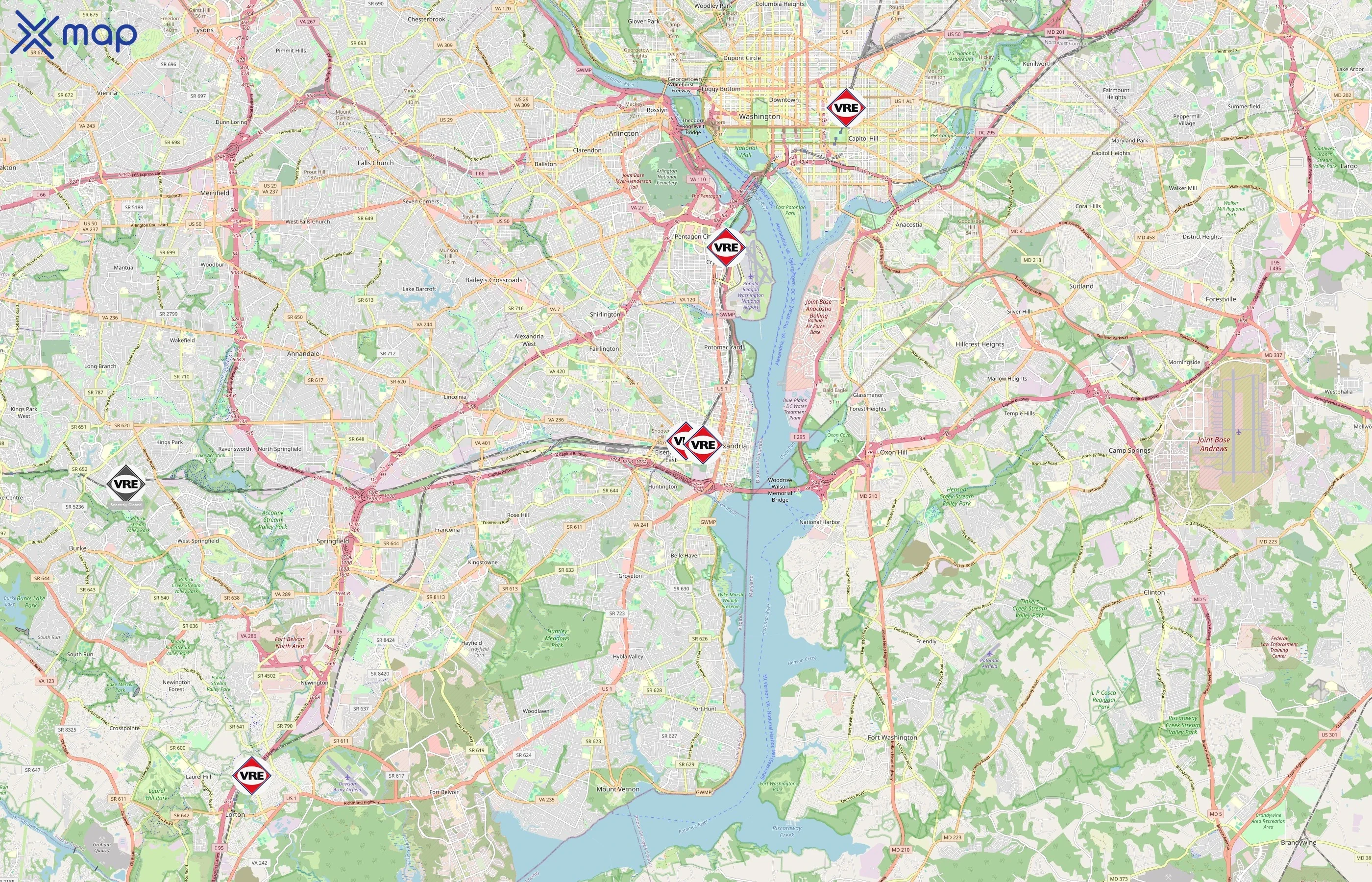 Virginia Railway Express area coverage