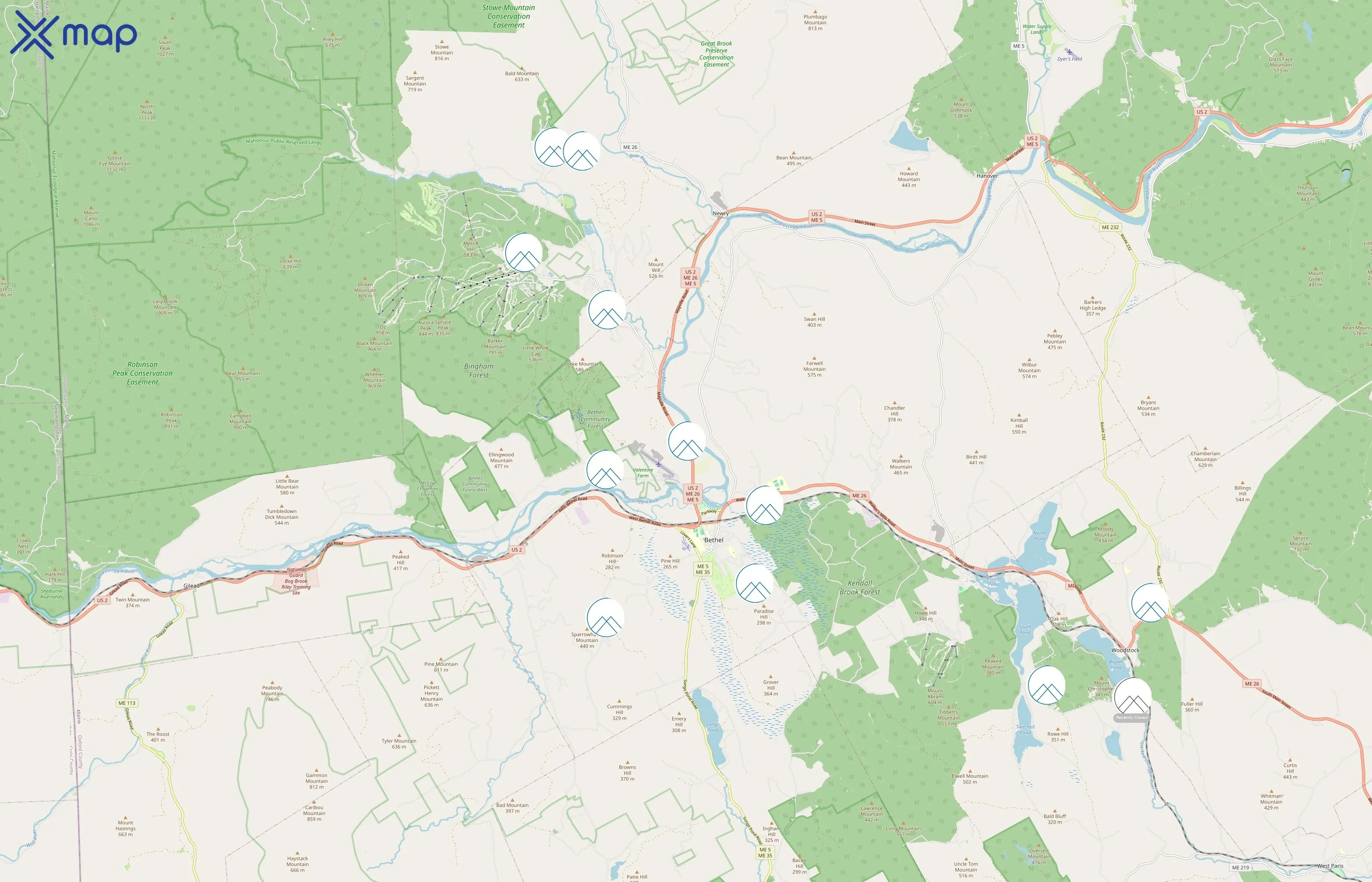 Peak Properties of Maine area coverage