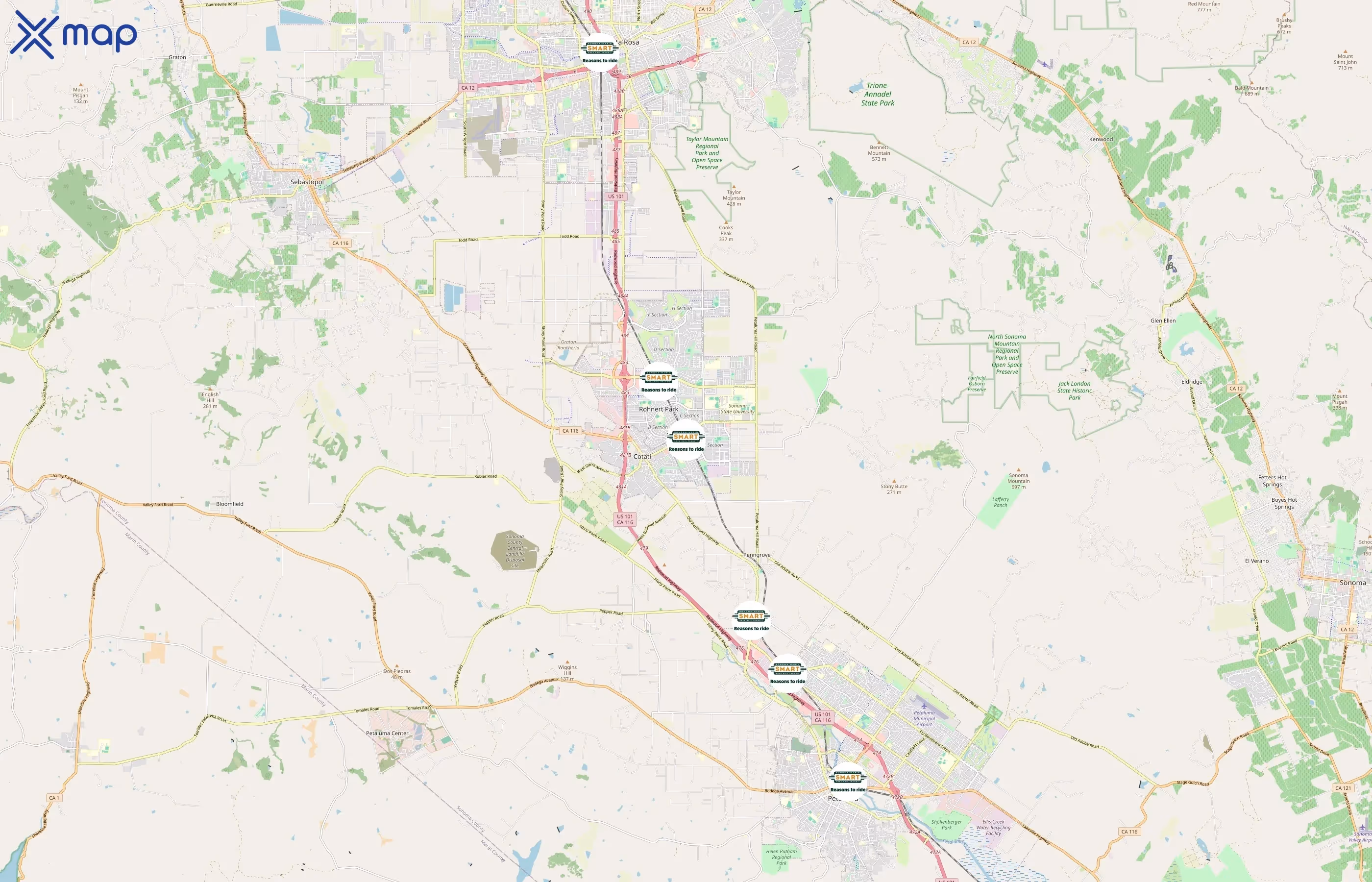 Sonoma-Marin Area Rail Transit area coverage