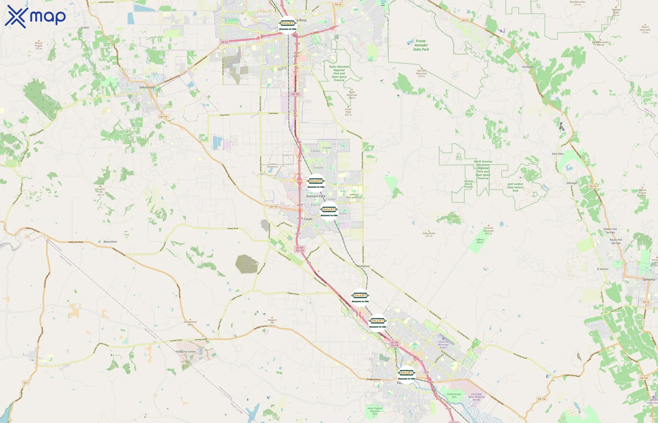 Sonoma-Marin Area Rail Transit area coverage
