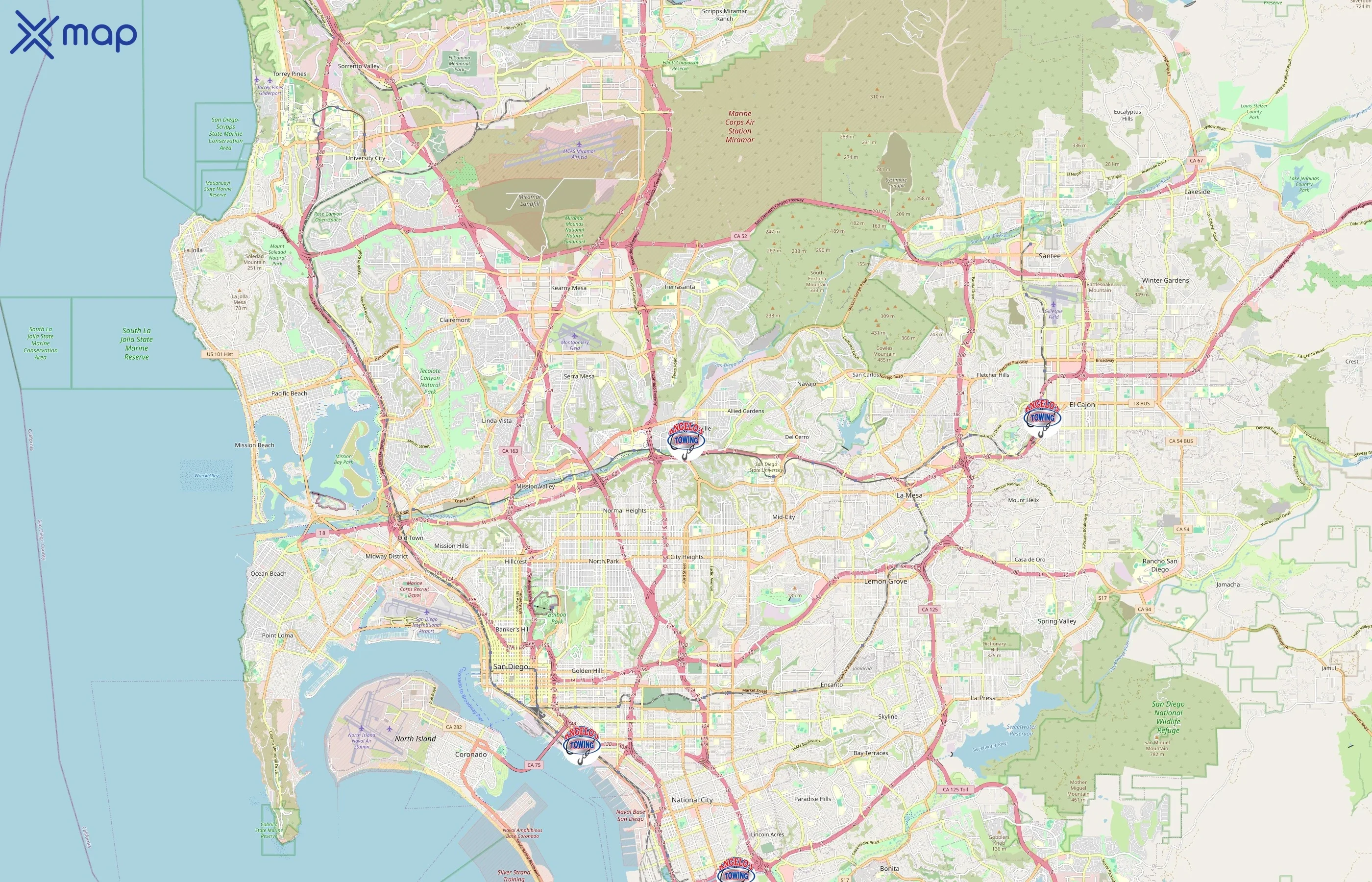 Angelo's Towing area coverage